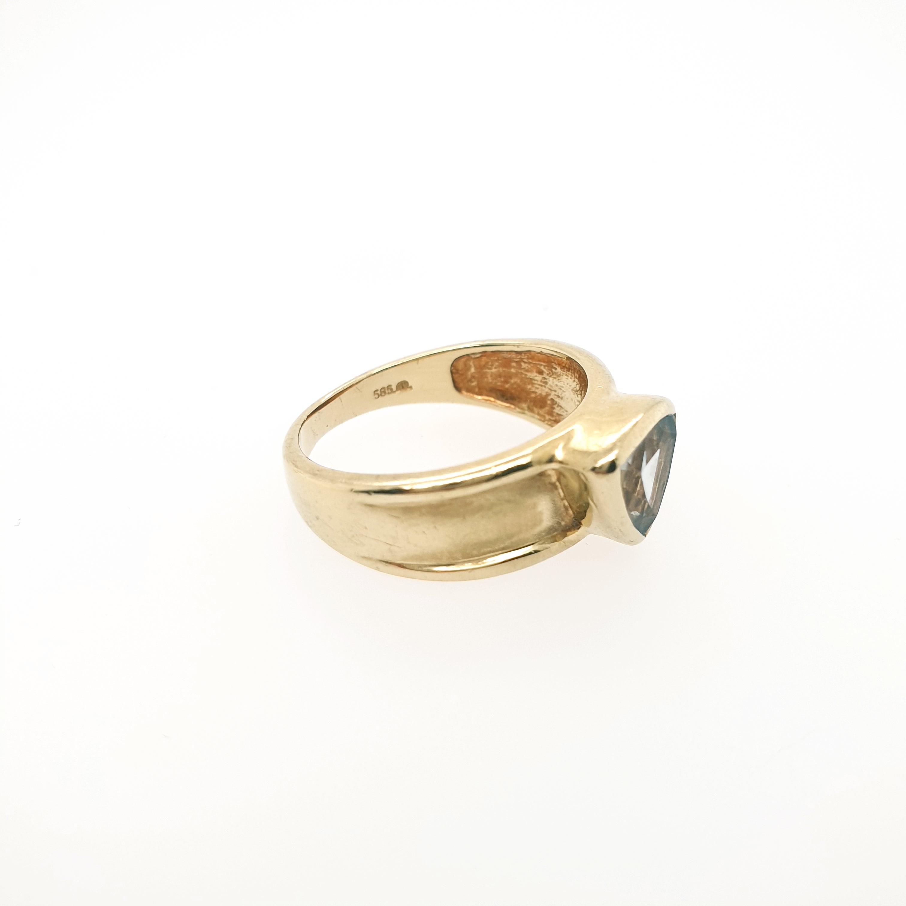 Damenring Gelbgold mit hellblauem Farbstein 585/14kt Gr. 54