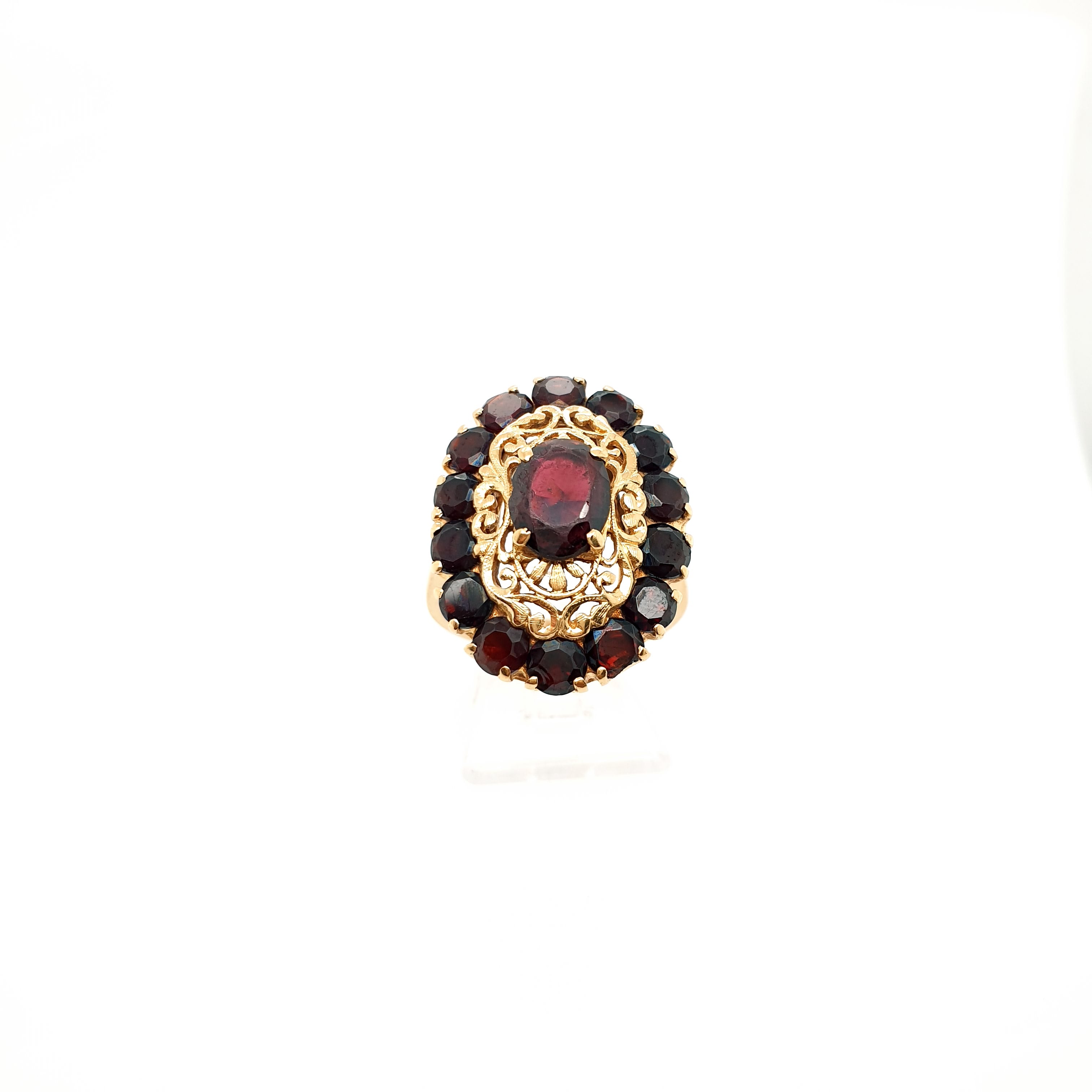 Damenring Granat Gelbgold 750 18 Karat Gr.56