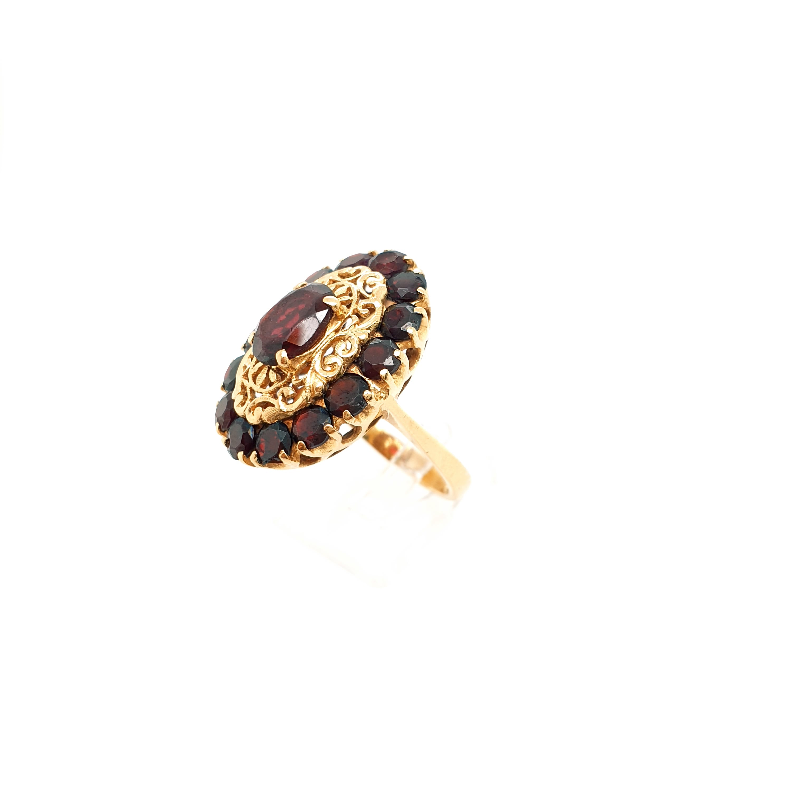 Damenring Granat Gelbgold 750 18 Karat Gr.56