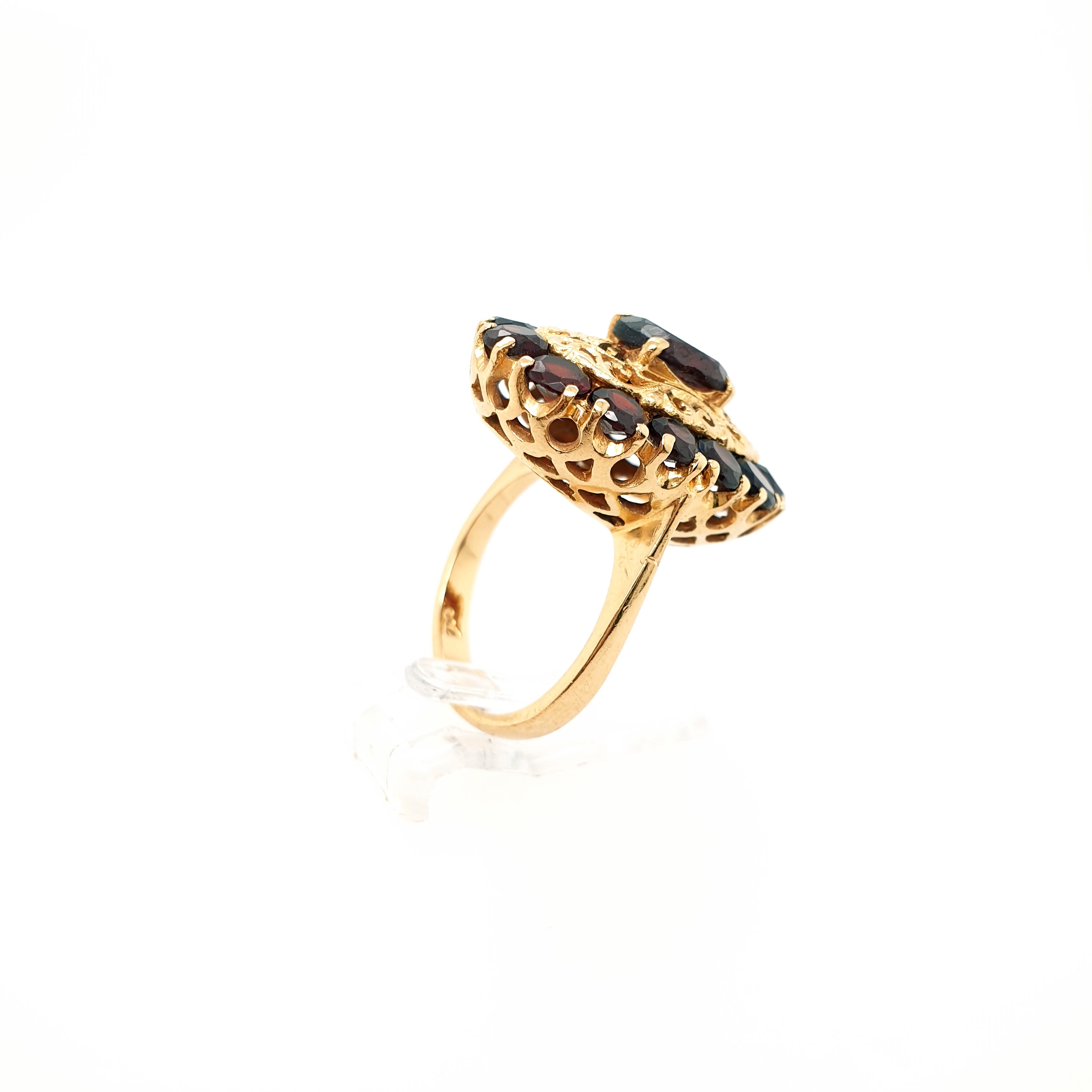 Damenring Granat Gelbgold 750 18 Karat Gr.56