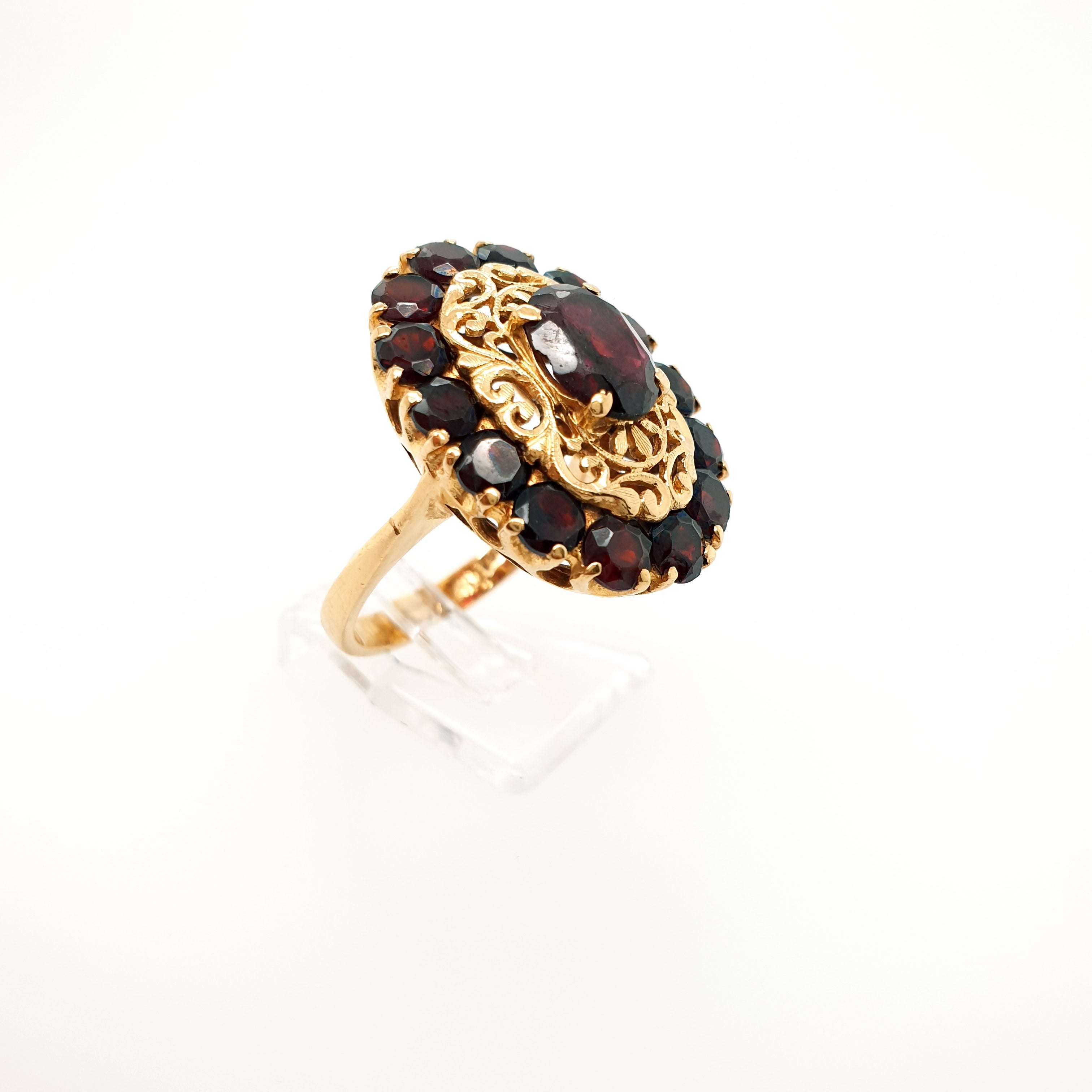 Damenring Granat Gelbgold 750 18 Karat Gr.56