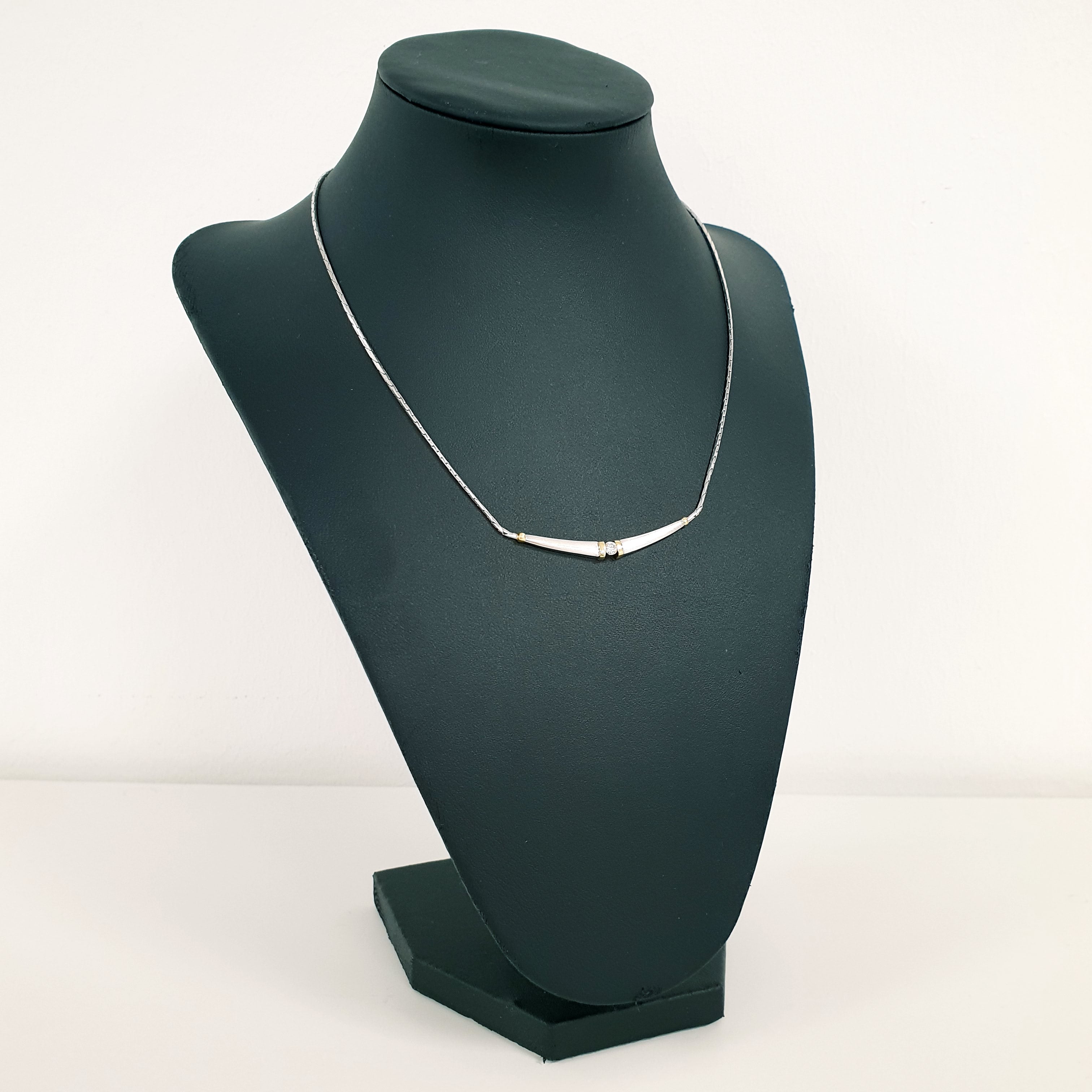 Brillant Collier 585 Gelbgold Weißgold 14kt Kette 40cm