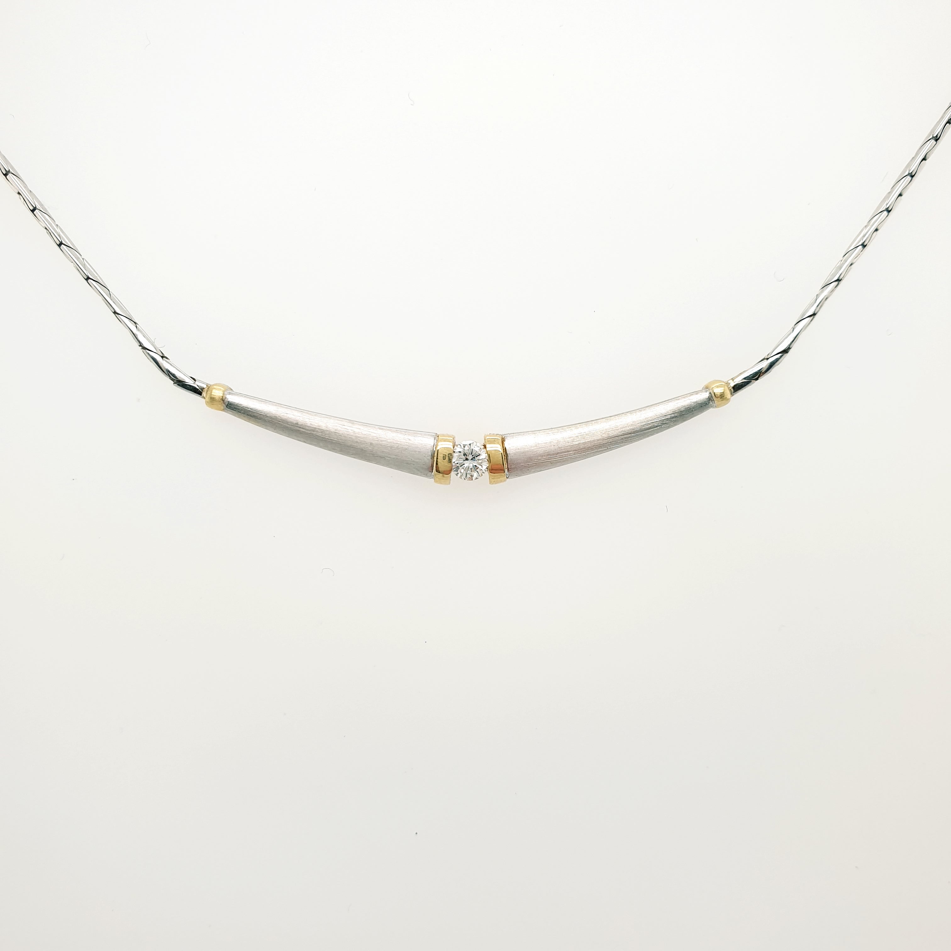 Brillant Collier 585 Gelbgold Weißgold 14kt Kette 40cm