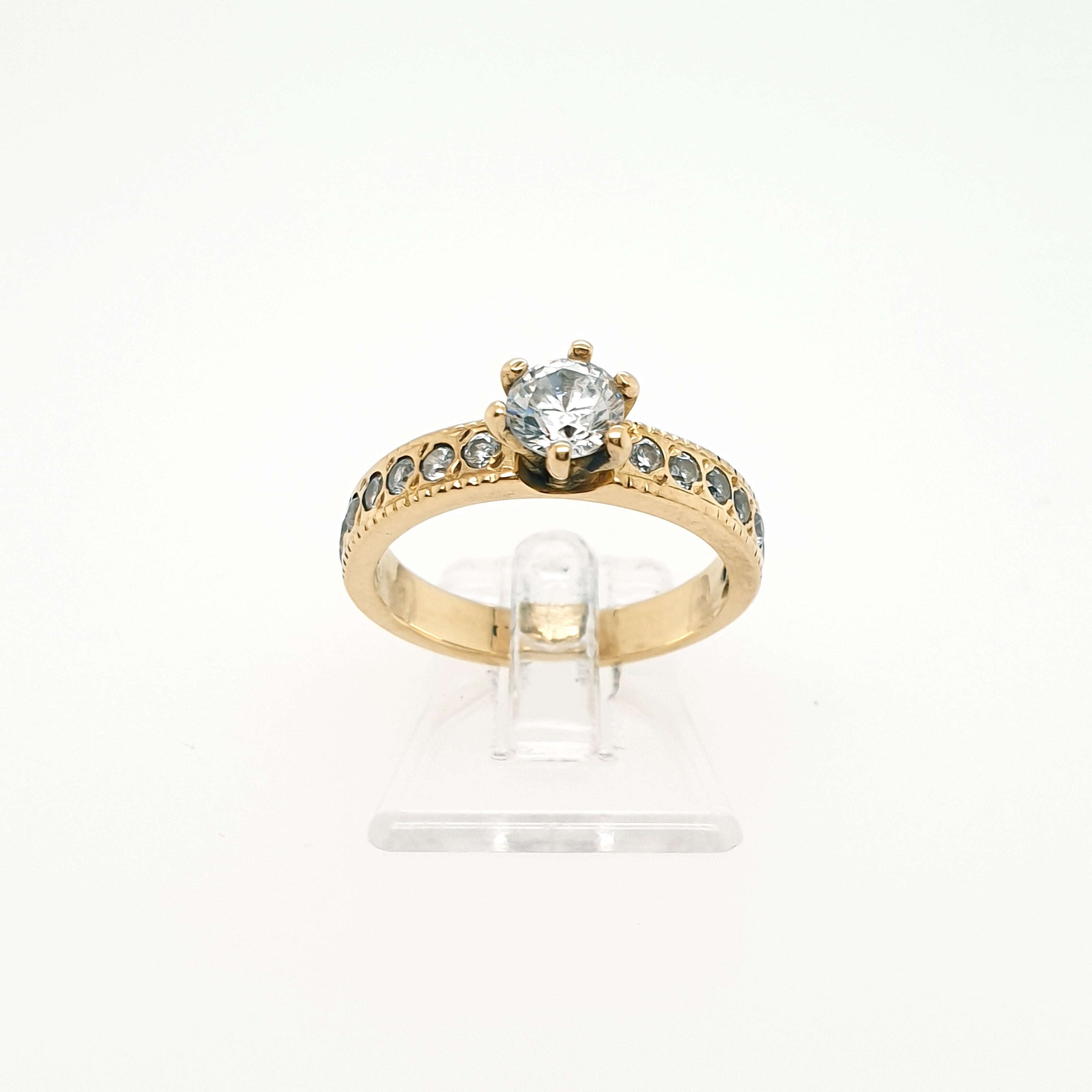 Damenring mit Zirkonia Gelbgold 750 18 Karat Gr.51