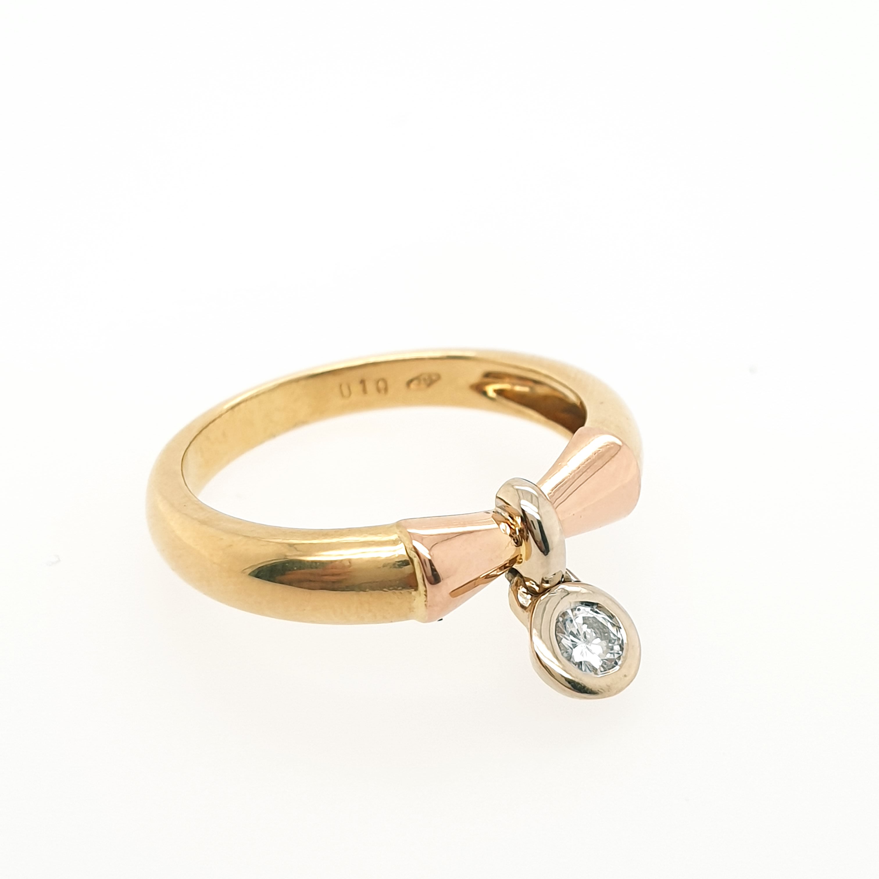 Ring mit Brillantanhänger Gelbgold 750 18 Karat Gr.55