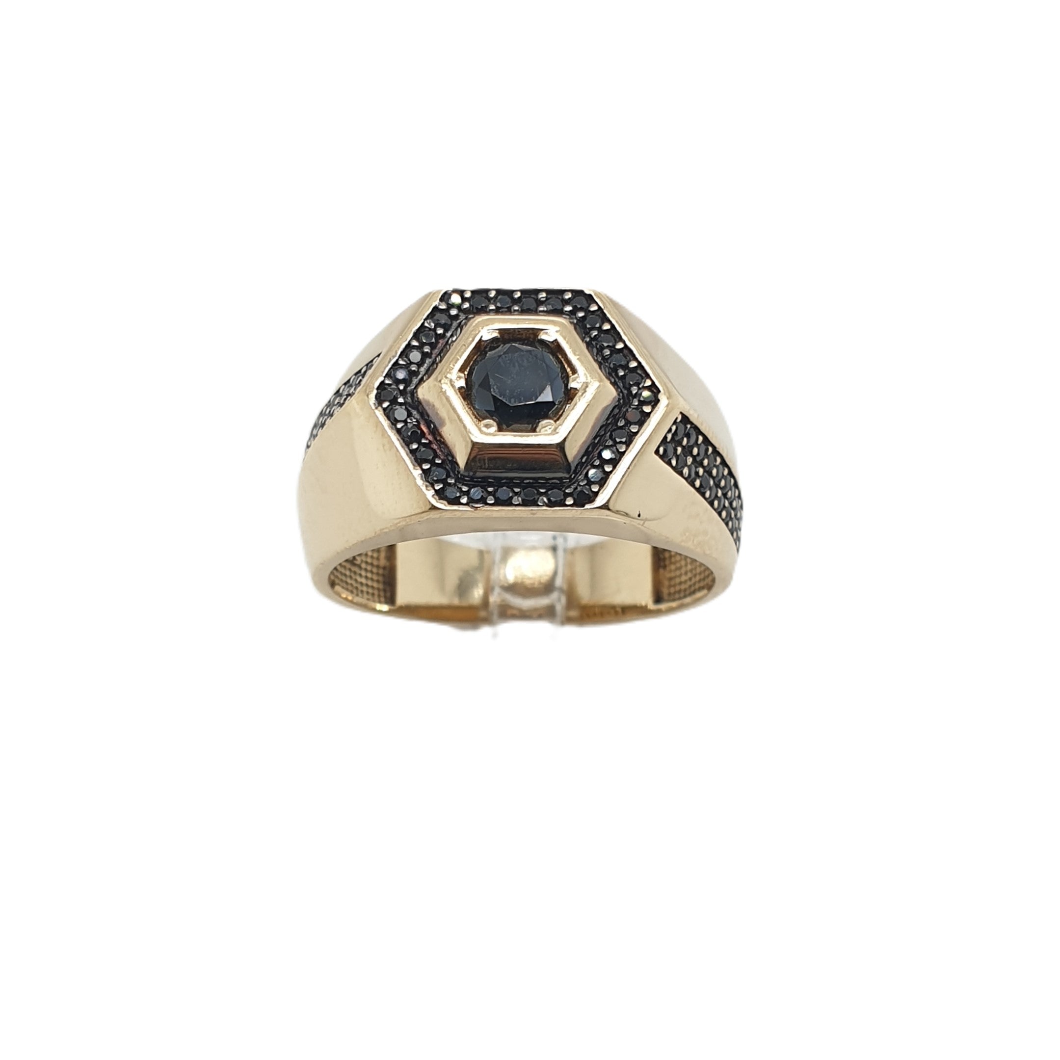 Goldring Gelbgold 14k/585 mit schwarzen Farbsteinen