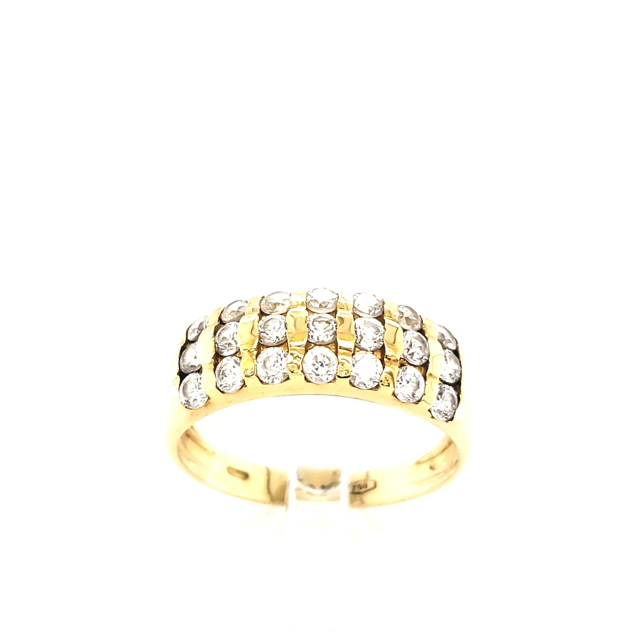 Damenring Gelbgold 750 mit farblosen Steinen Gr.57