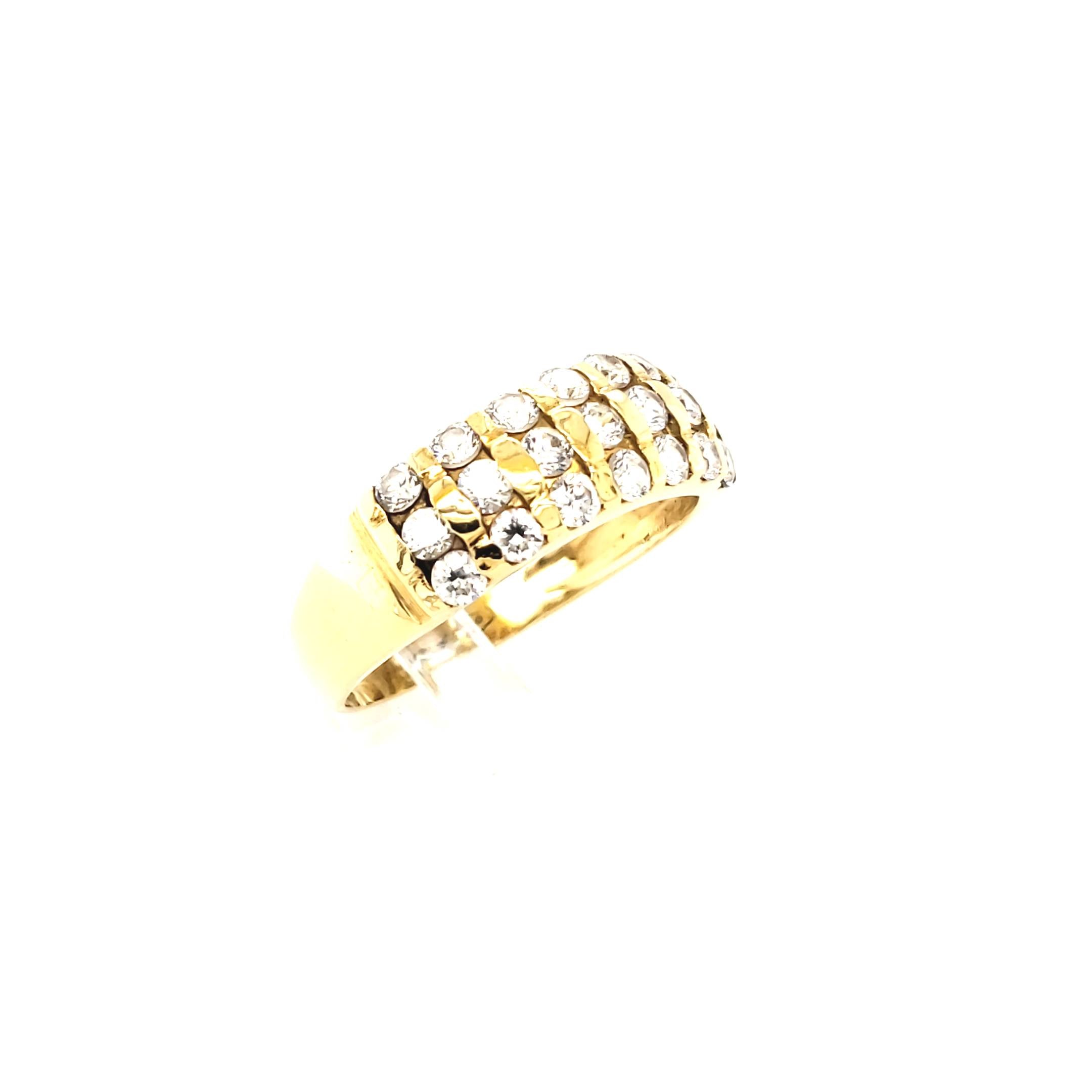 Damenring Gelbgold 750 mit farblosen Steinen Gr.57