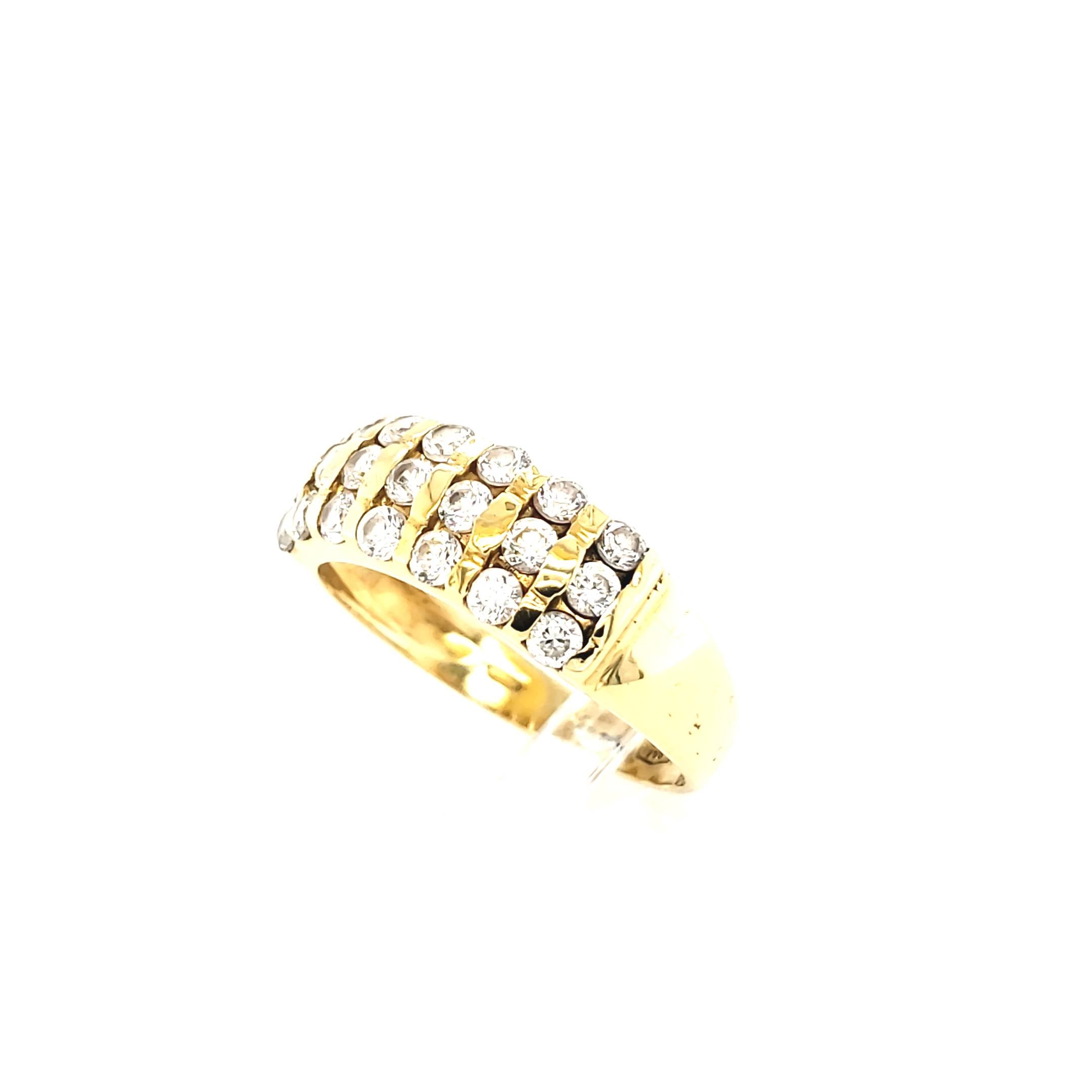 Damenring Gelbgold 750 mit farblosen Steinen Gr.57