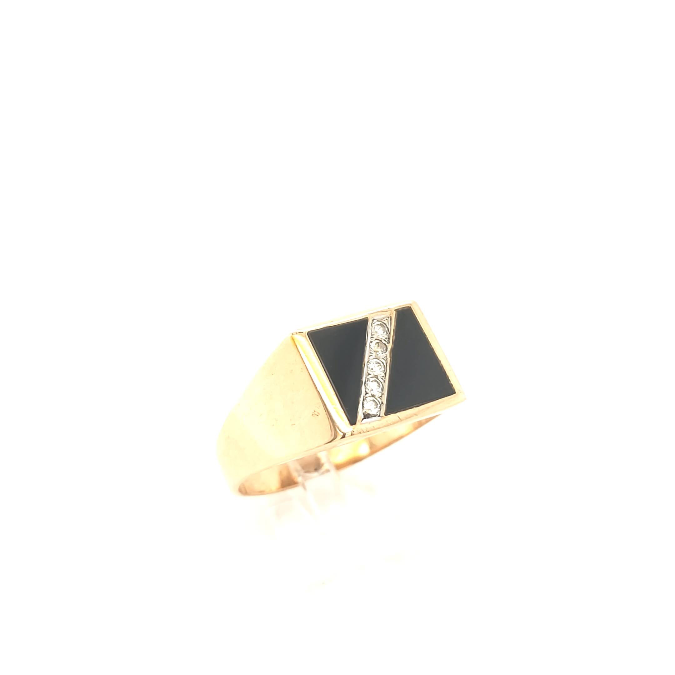 Herrenring Rotgold 585 mit schwarzen Dubletten