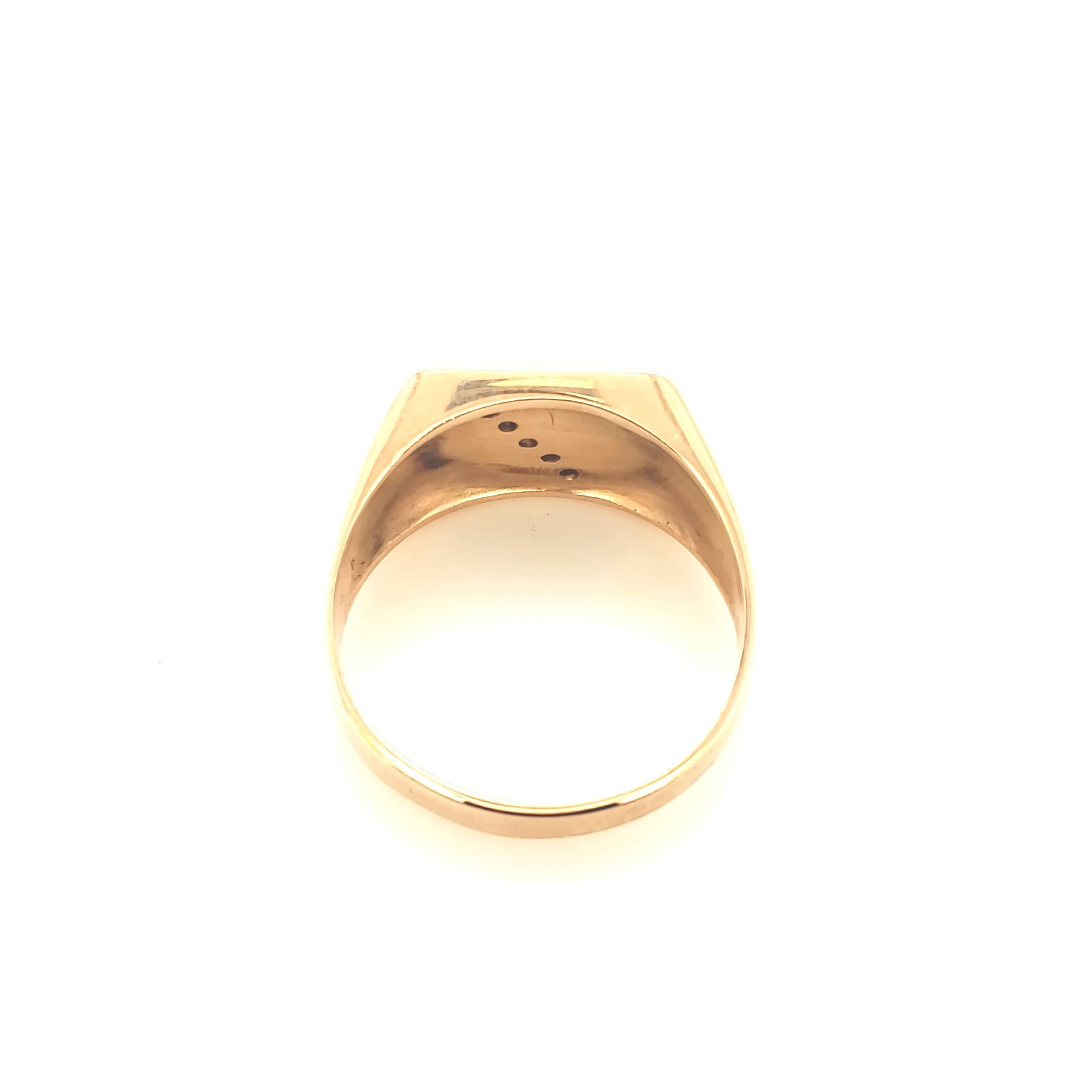 Herrenring Rotgold 585 mit schwarzen Dubletten