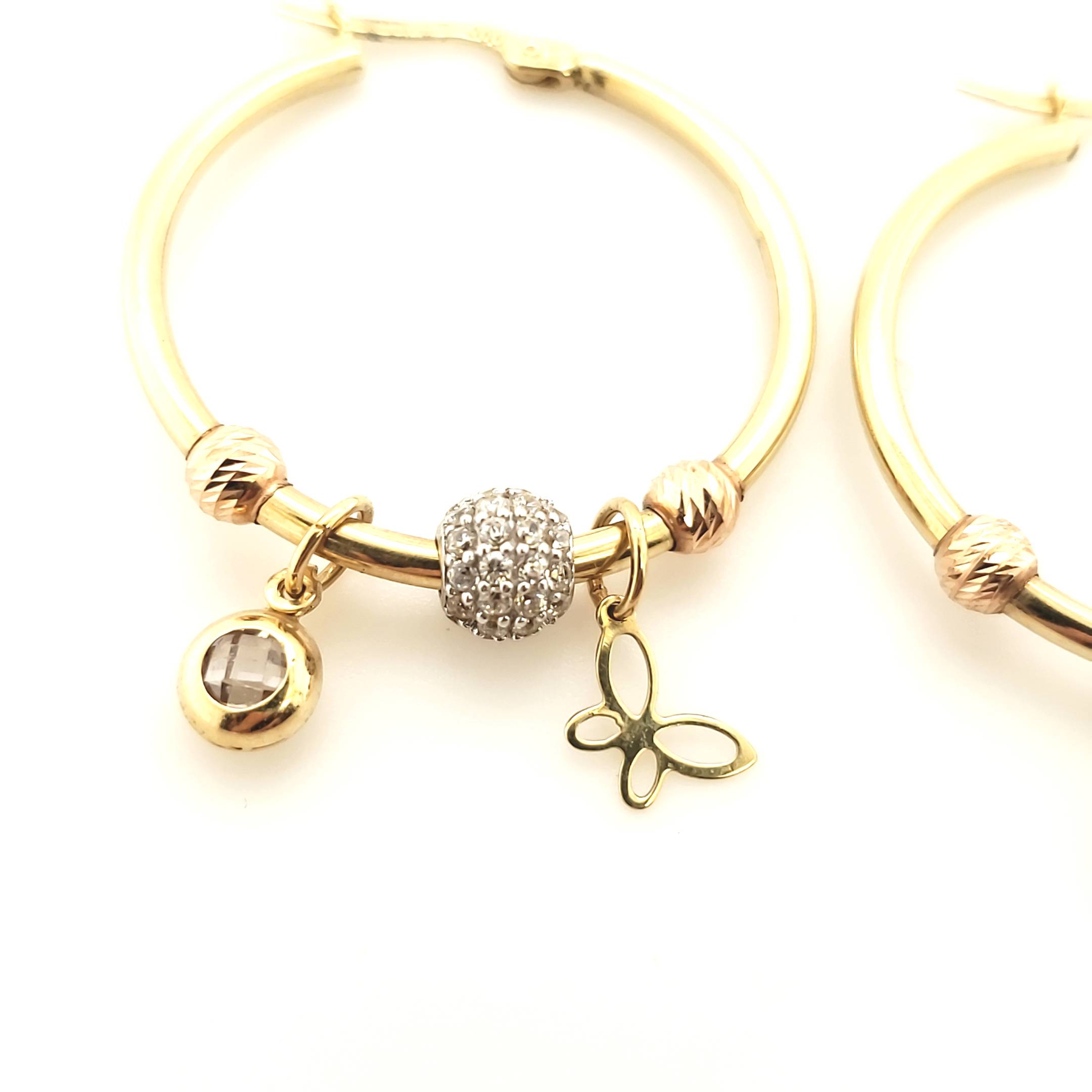 Creolen Gelbgold Tricolor 585 mit Anhänger