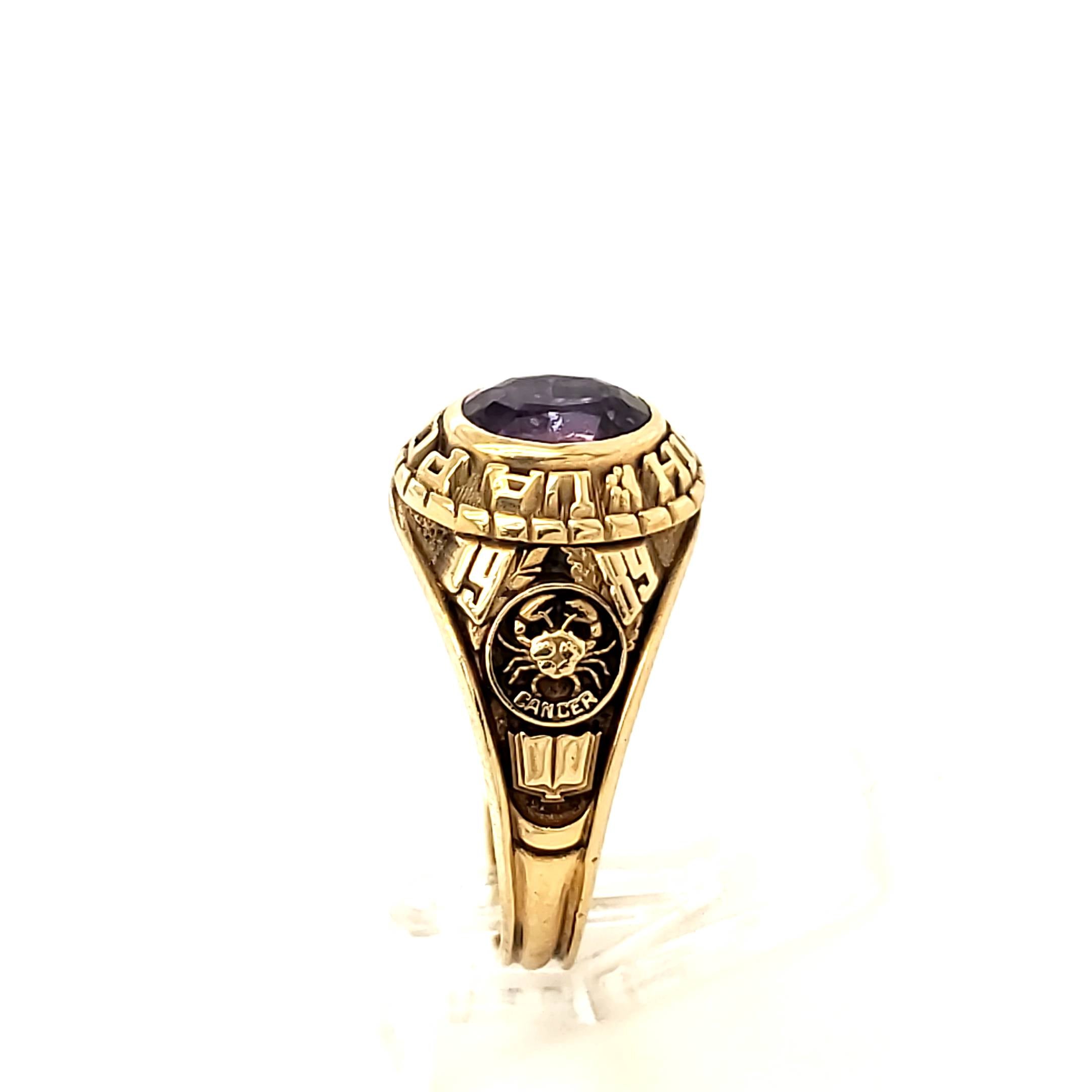 Collegering Gelbgold 416 Gr. 58 mit grün/blauem Farbstein