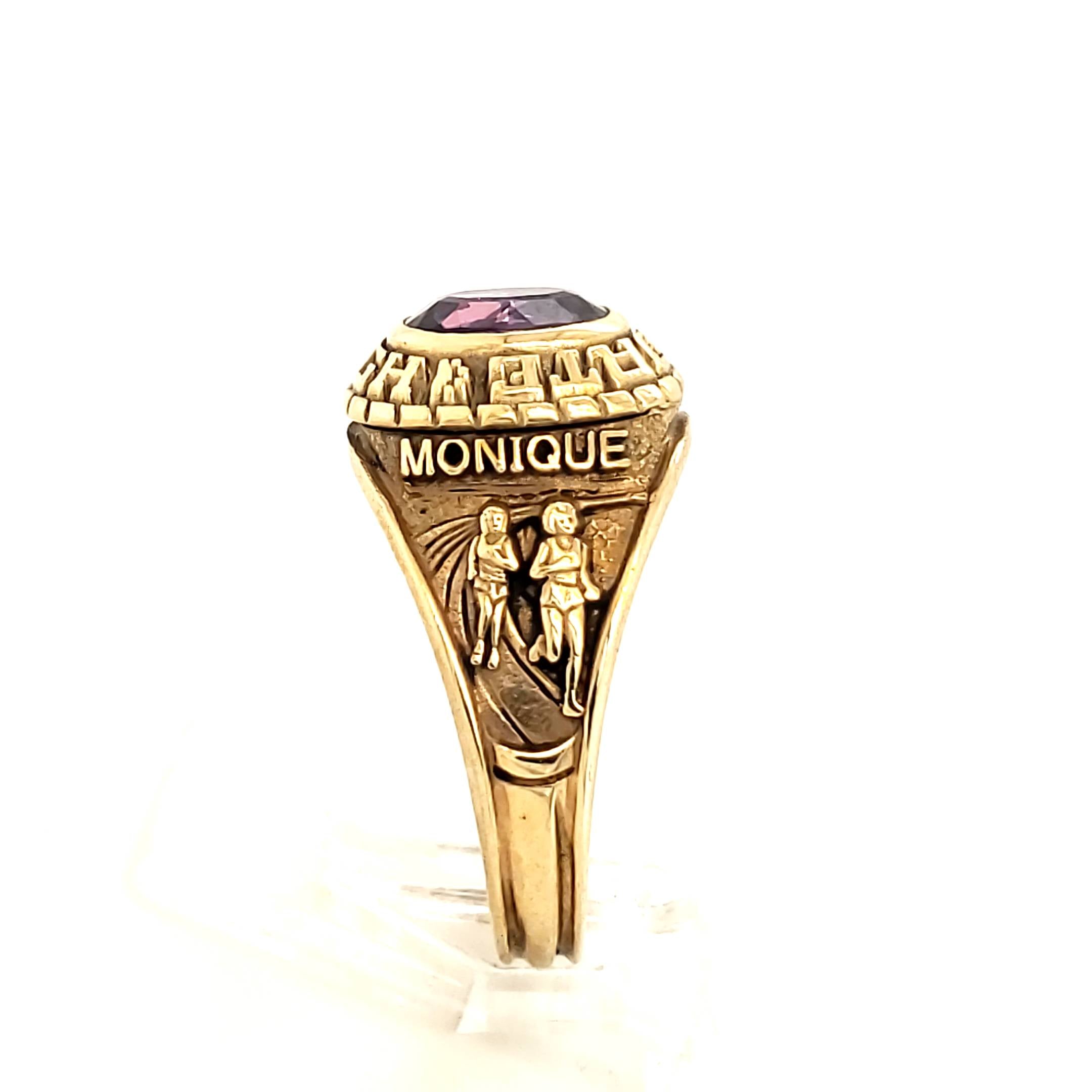 Collegering Gelbgold 416 Gr. 58 mit grün/blauem Farbstein