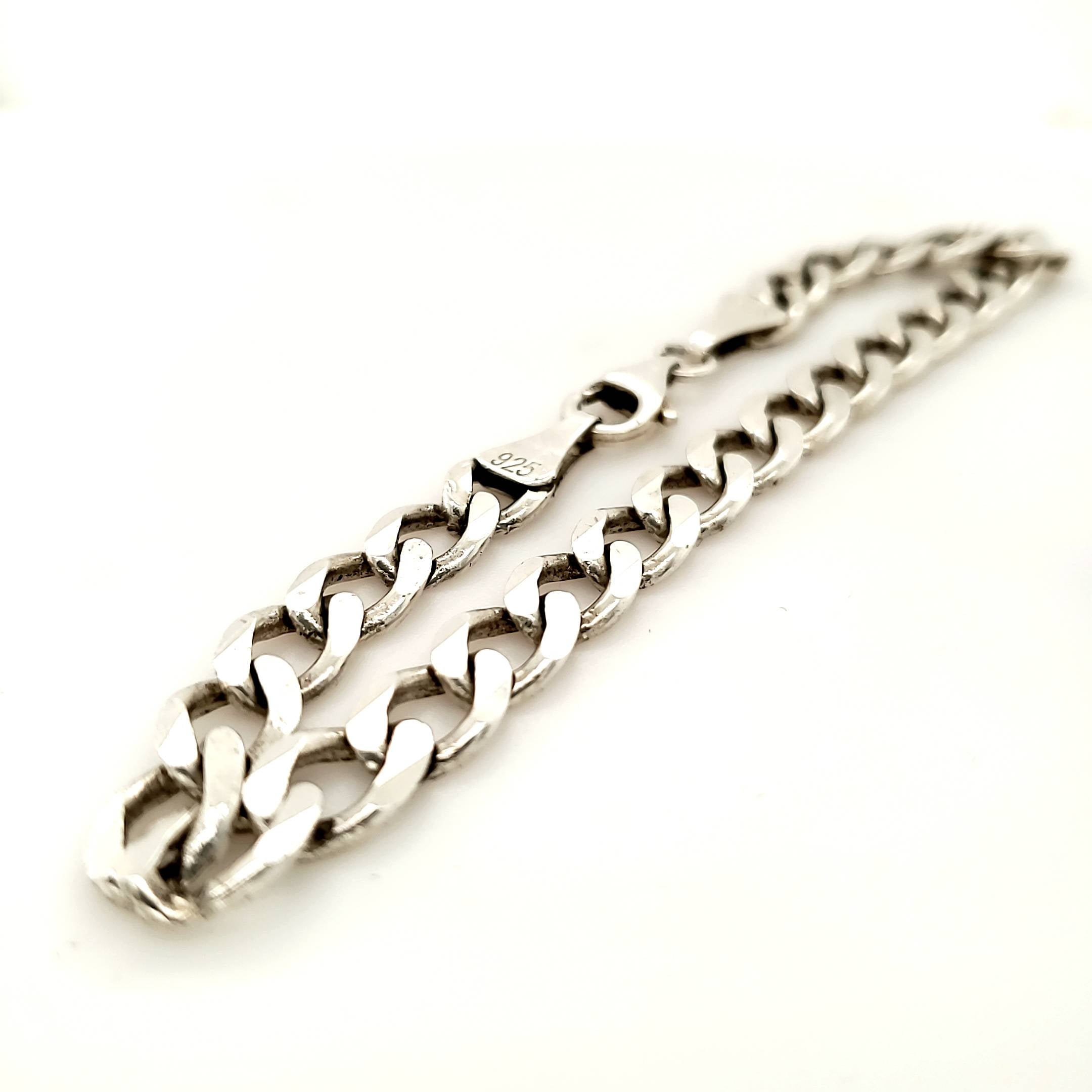 Panzerkettenarmband 925 Silber 21cm