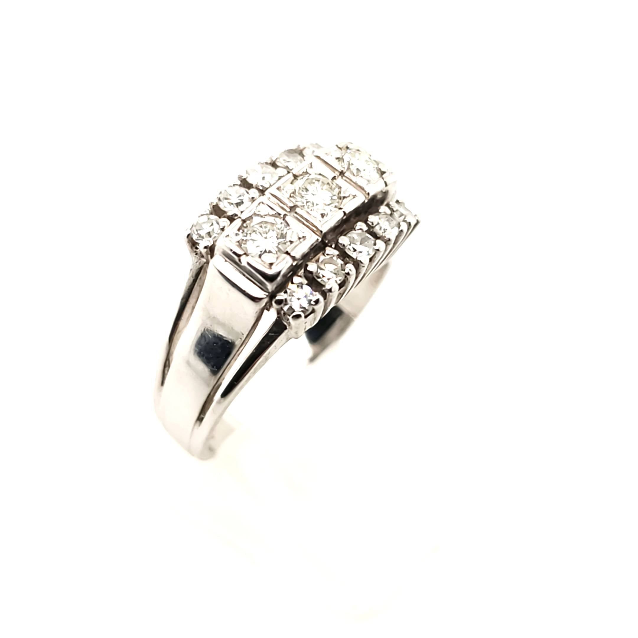 Ring Weißgold 585/14kt Gr.52 3 Brillanten und 10 Diamanten zus. ca.0,8ct