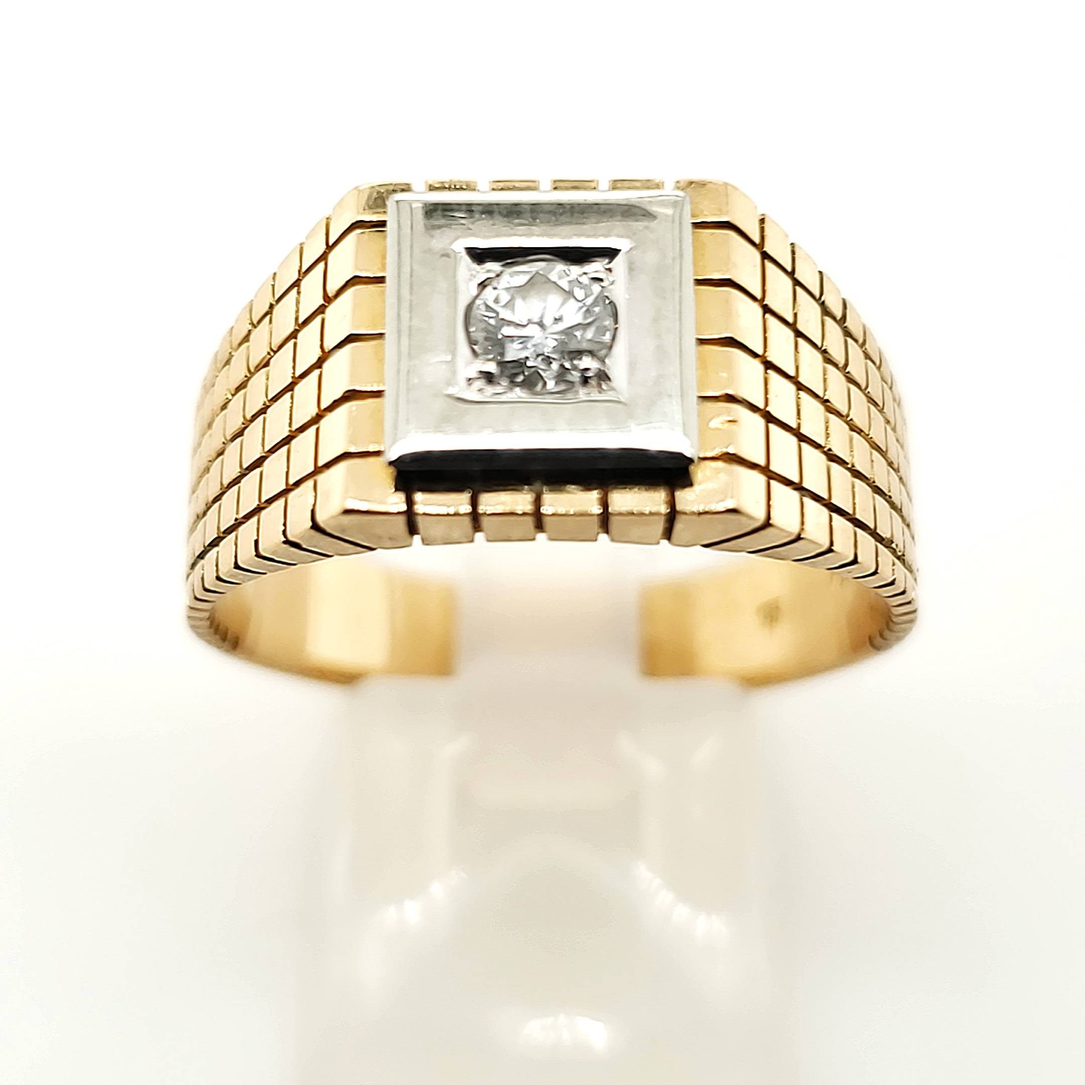 Herrenring Gelbweißgold 750/18kt 1 Brillant ca.0,20ct Größe 64