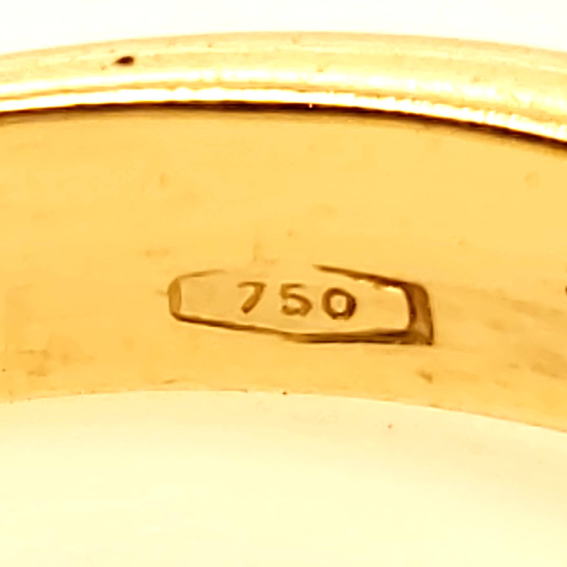 Ring Gelbgold 750 10 Baguette Diamanten 1 Rubin Größe 55