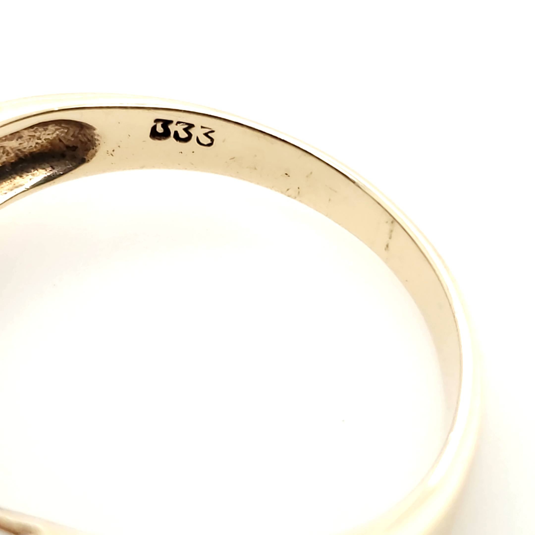 Ring Gelbgold 333/8kt 7 Farblose Steine 6 rote Farbsteine Größe 58