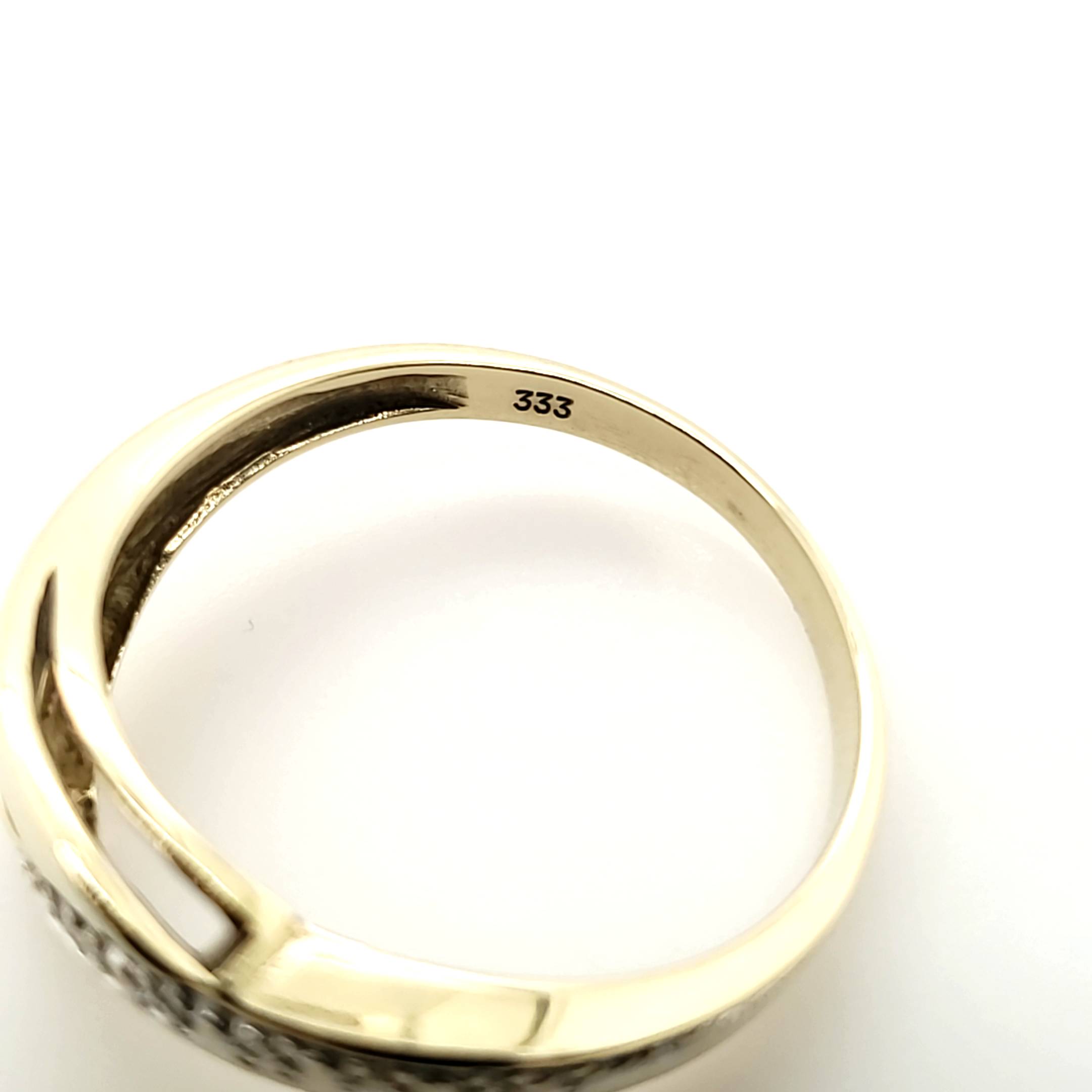 Ring Gelb/Weißgold 333/8kt 1 Farbloser Schmuckstein Größe 58