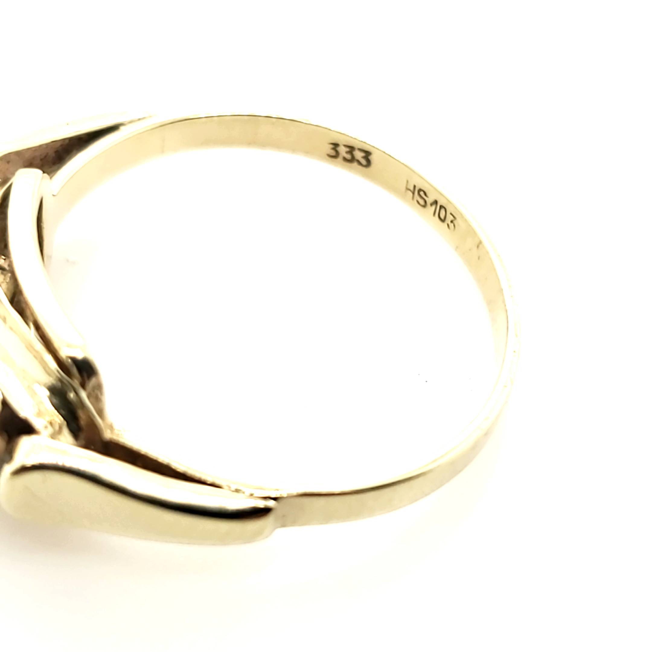 Ring Gelbgold 333 mit 3 hellblauen Schmucksteinen besetzt Größe 56