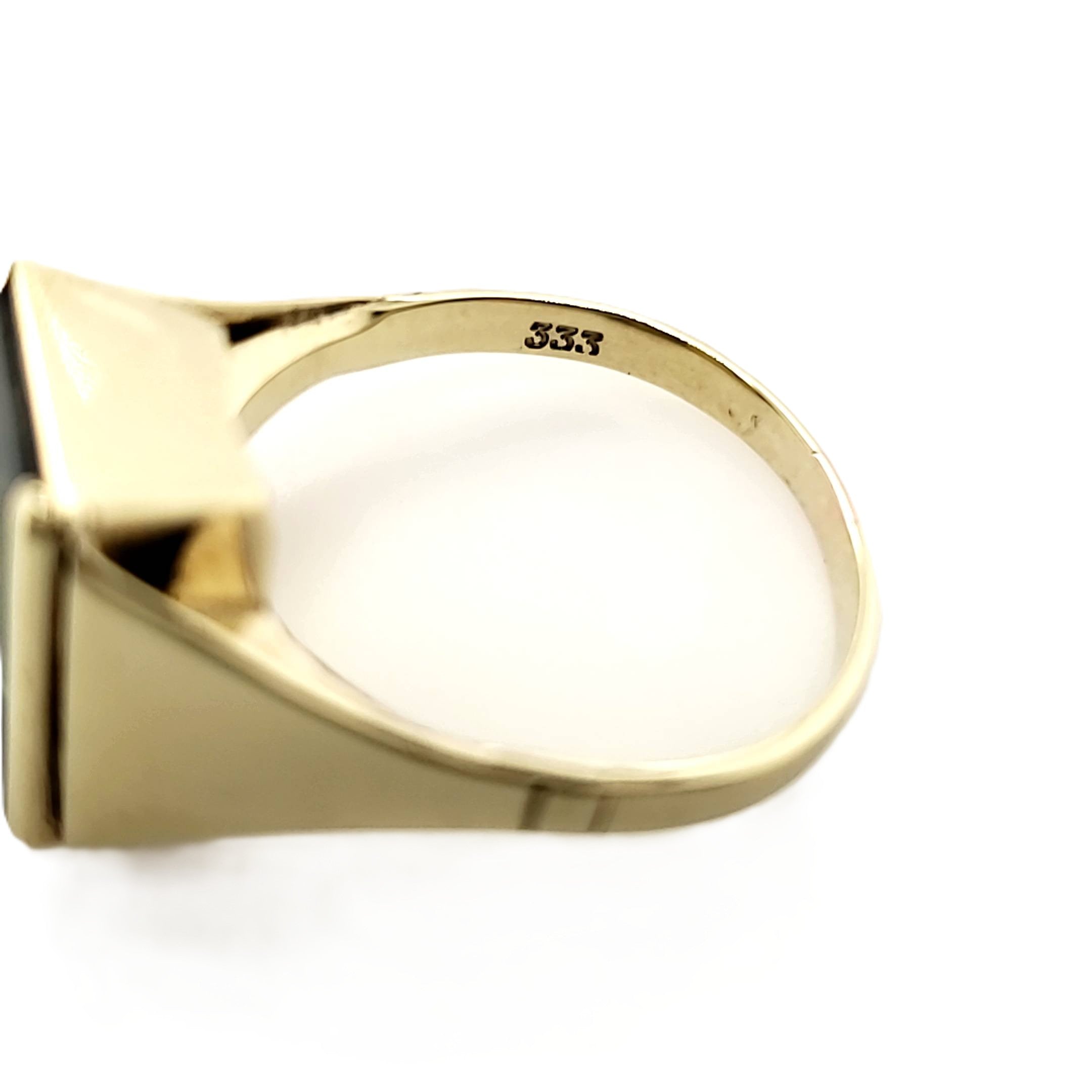 Ring Gelbgold 333/8kt grüner Schmuckstein Gr.57