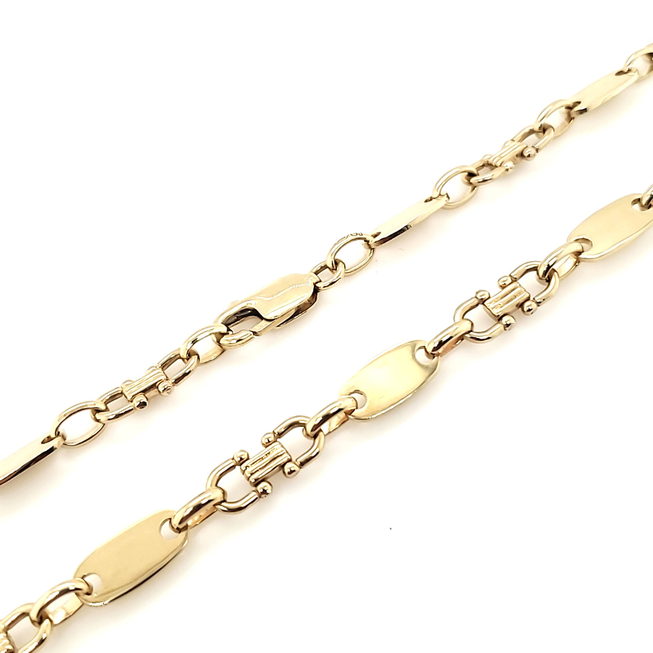 Plattensteigbügelkette Gelbgold 585 ca. 62cm