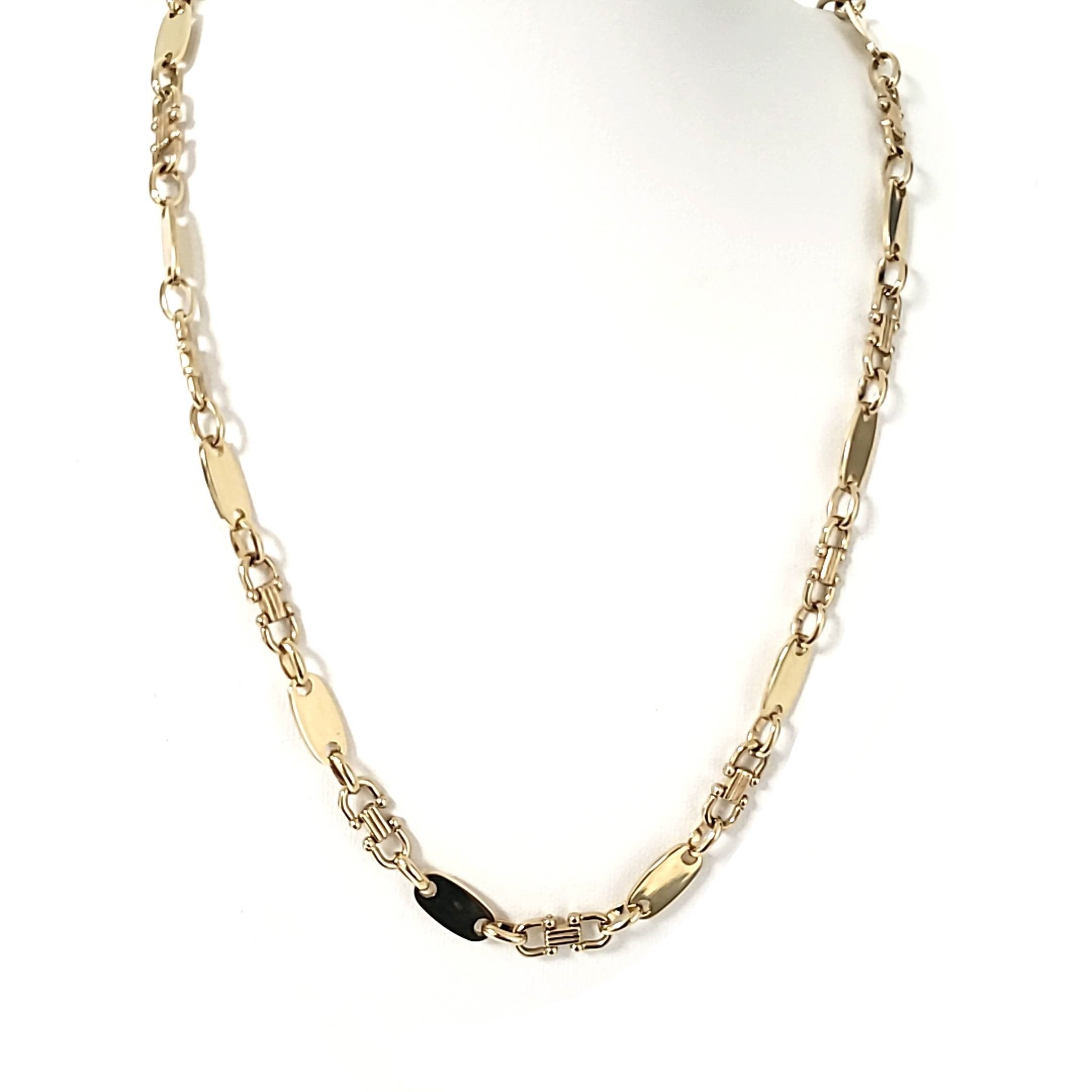 Plattensteigbügelkette Gelbgold 585 ca. 62cm