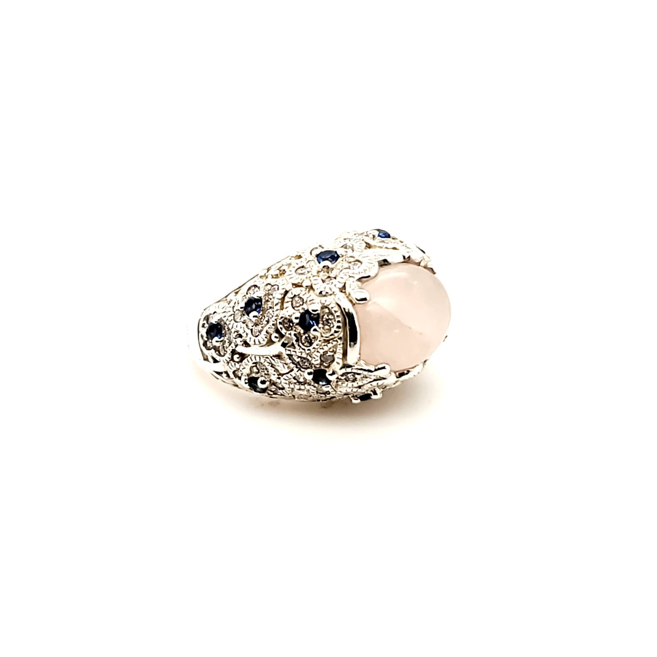 Ring Silber 925 Schmucksteine Rosa Blau Farblos Gr.57