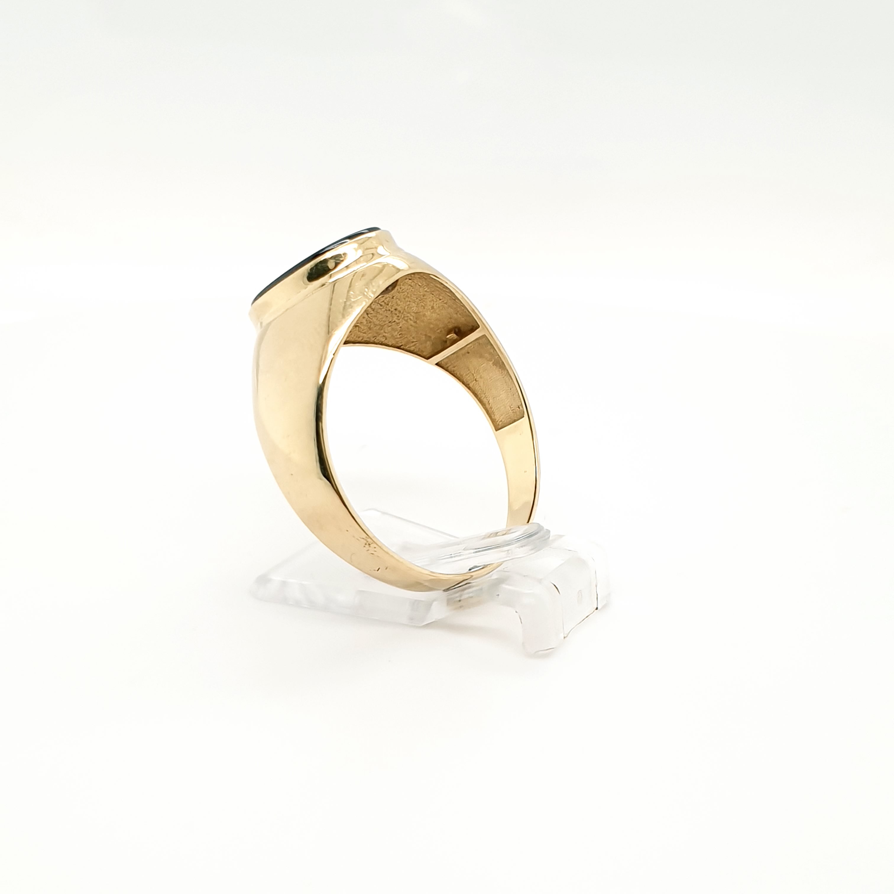 Goldring mit schwarzer Platte 585 14 Karat Gr. 63