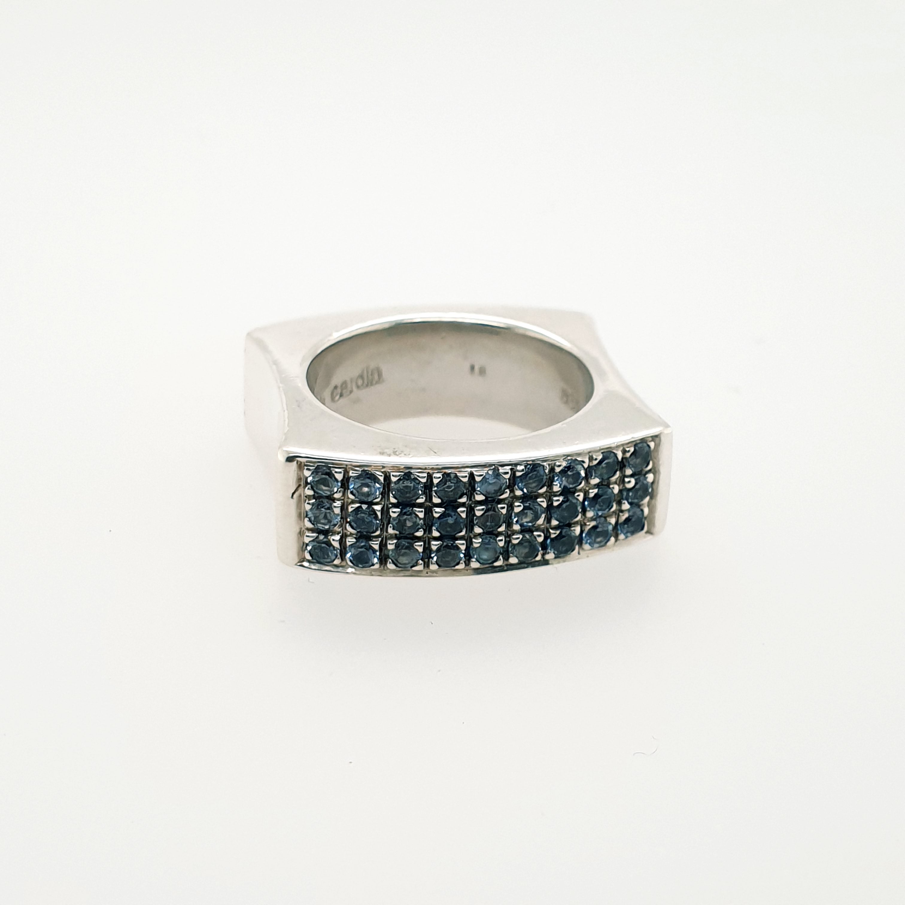 Pierre Cardin Ring 925 Sterling Silber blaue Steine Gr. 56