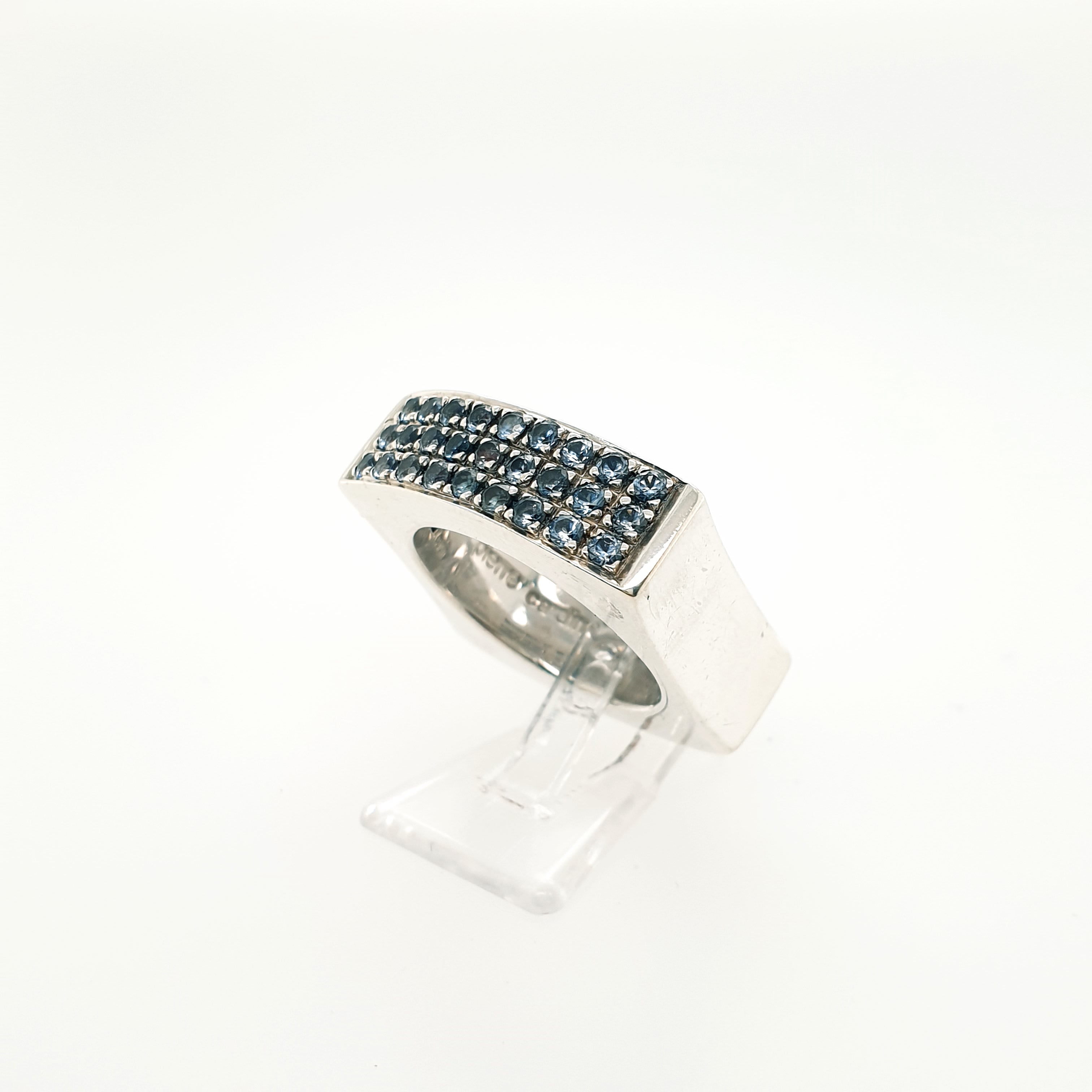 Pierre Cardin Ring 925 Sterling Silber blaue Steine Gr. 56