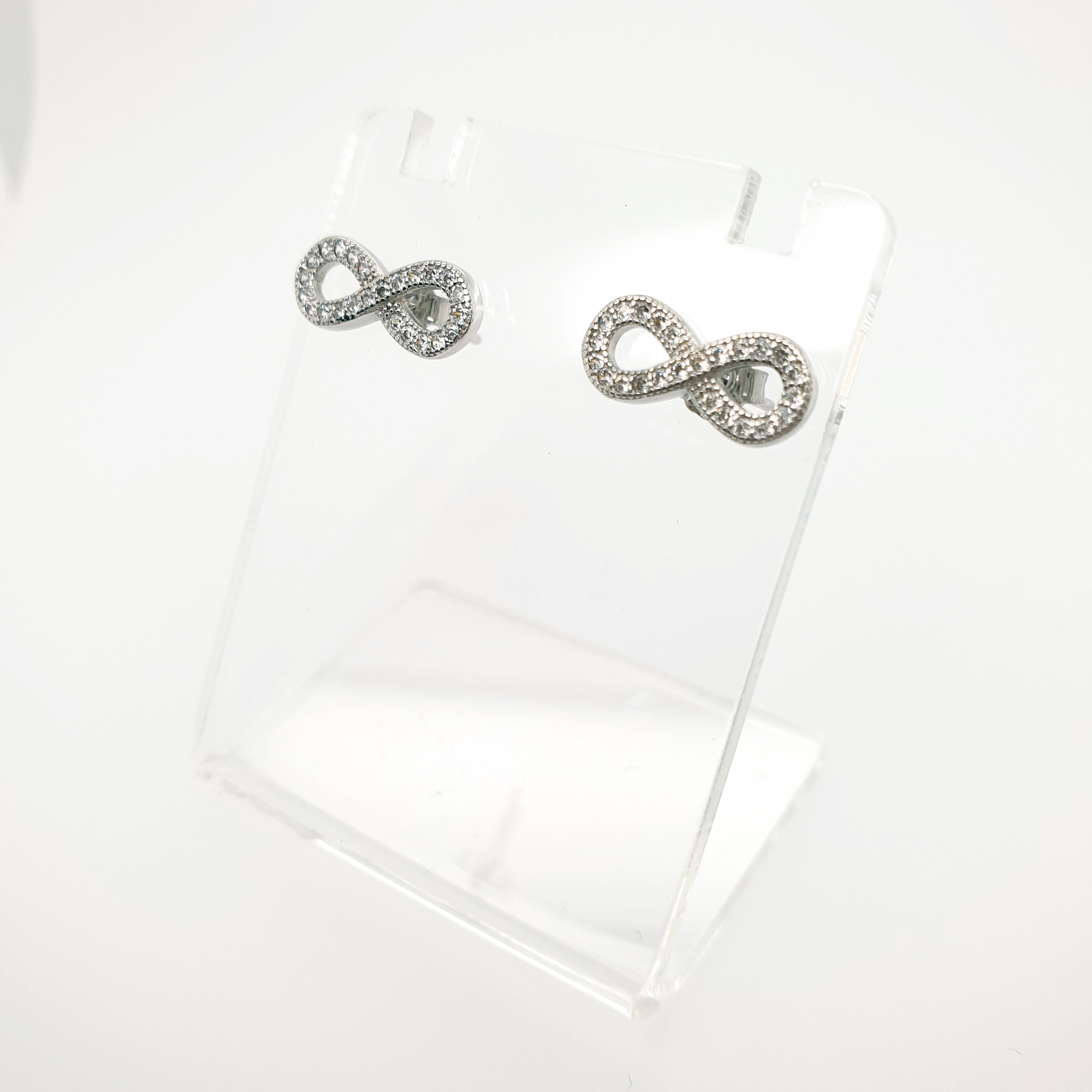 Unendlichkeitszeichen Zirkonia Ohrringe 925 Sterling Silber