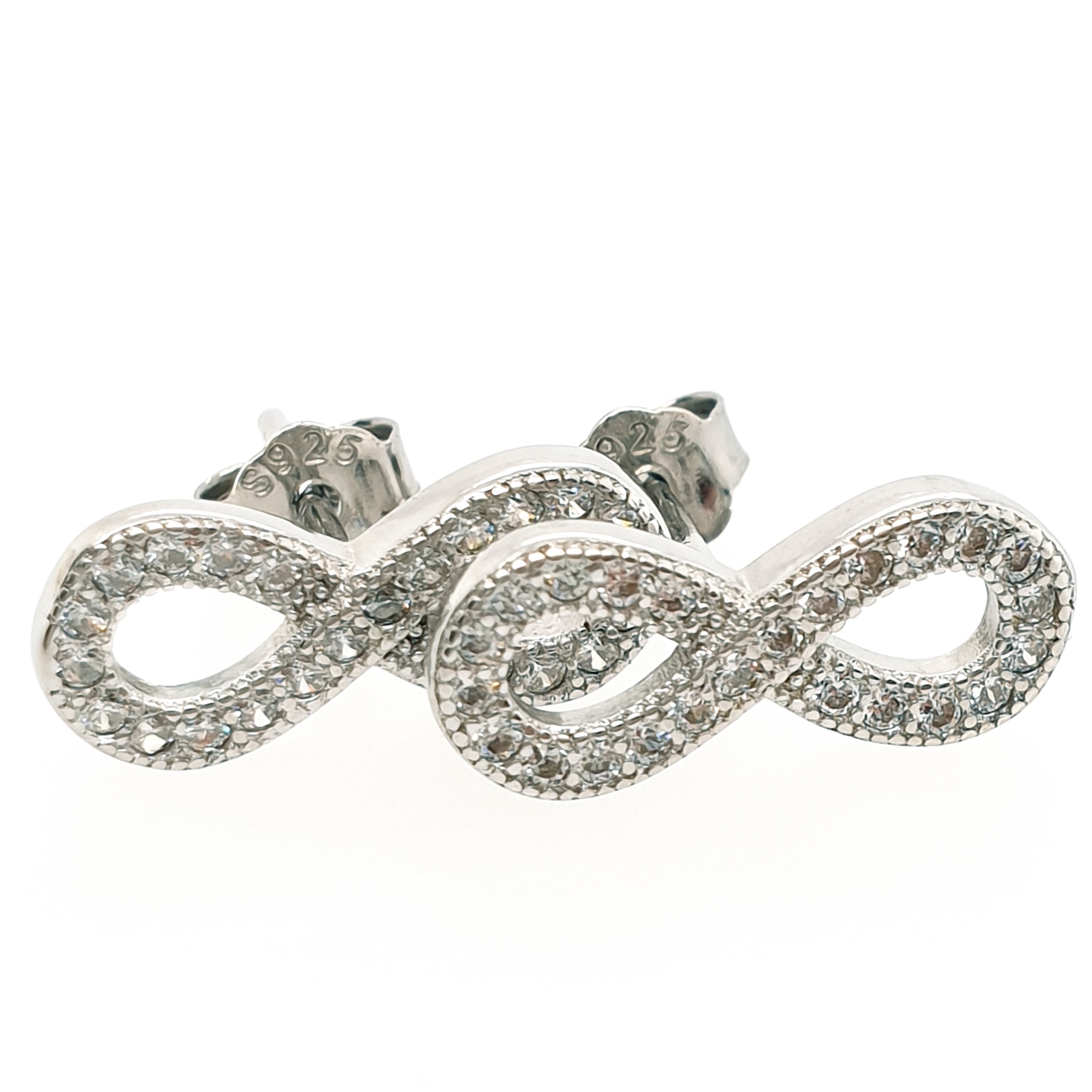 Unendlichkeitszeichen Zirkonia Ohrringe 925 Sterling Silber