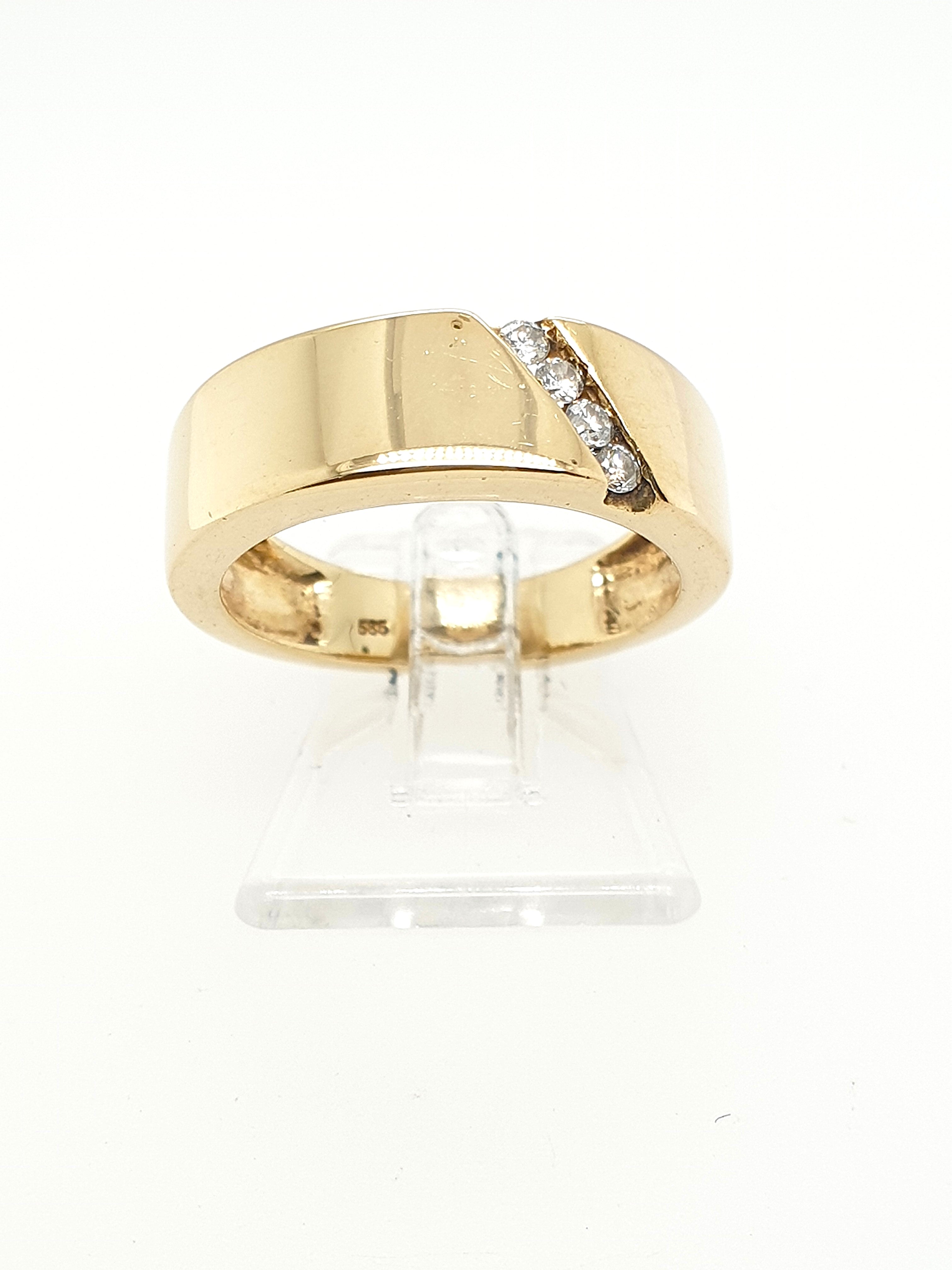Gelbgold Ring mit 4 Brillanten 585/14kt Gr. 52