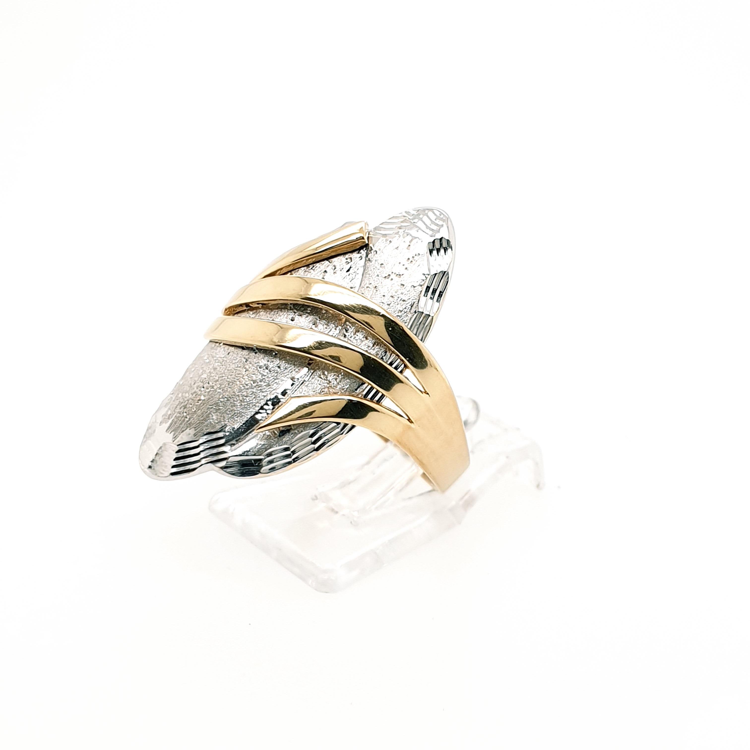 Goldring Gelb-/Weißgold 585 14 Karat Gr. 59