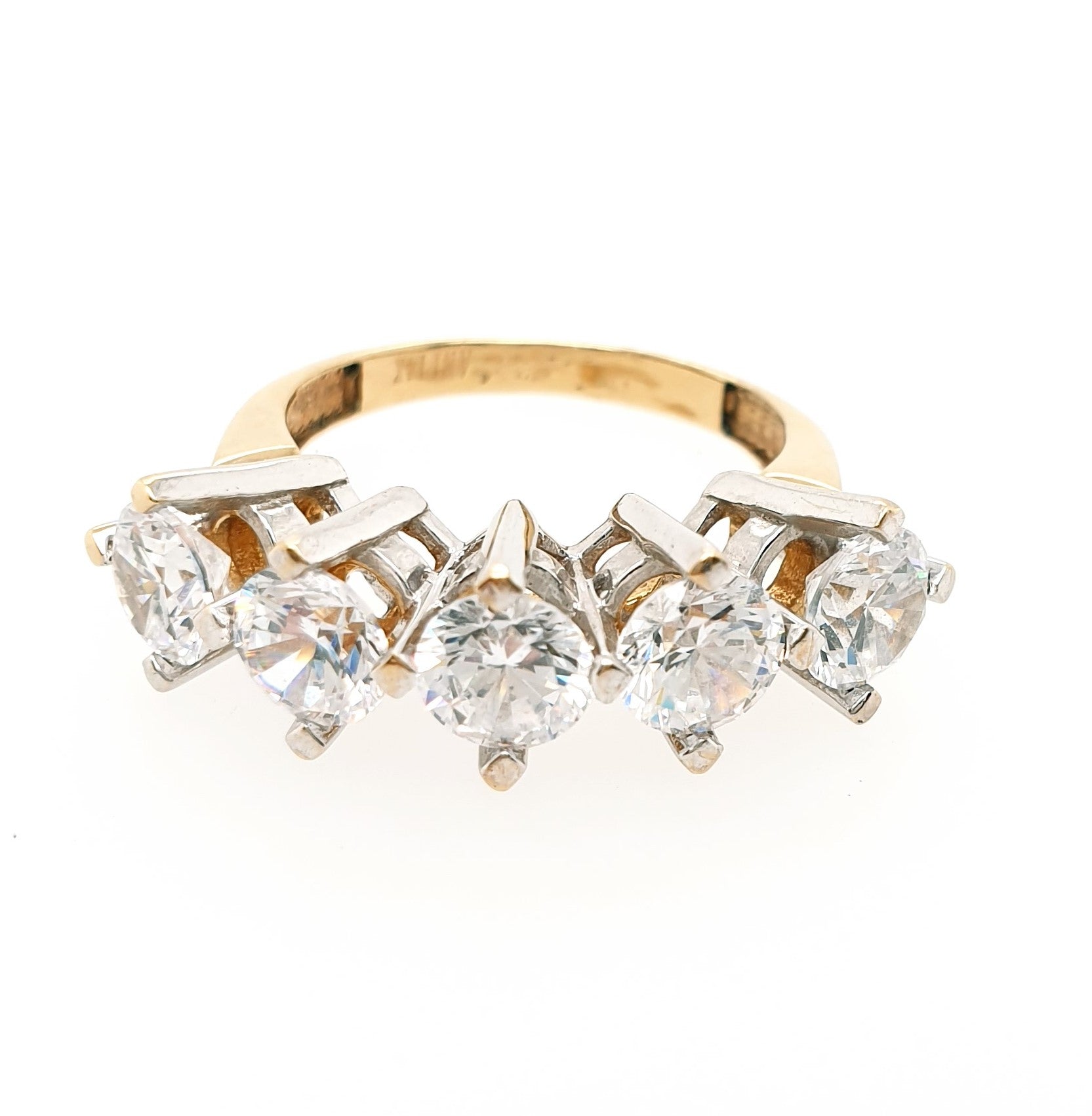 Damenring Gelbgold mit 5 Zirkonia 585/14kt Gr. 52,5