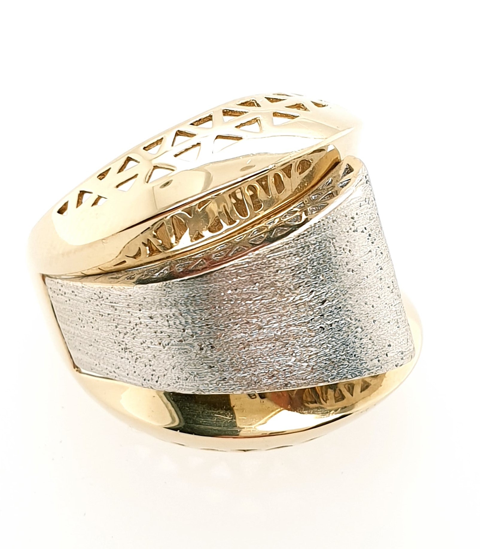 Ring Goldring 585/14kt Gelbgold Weißgold Gr.59