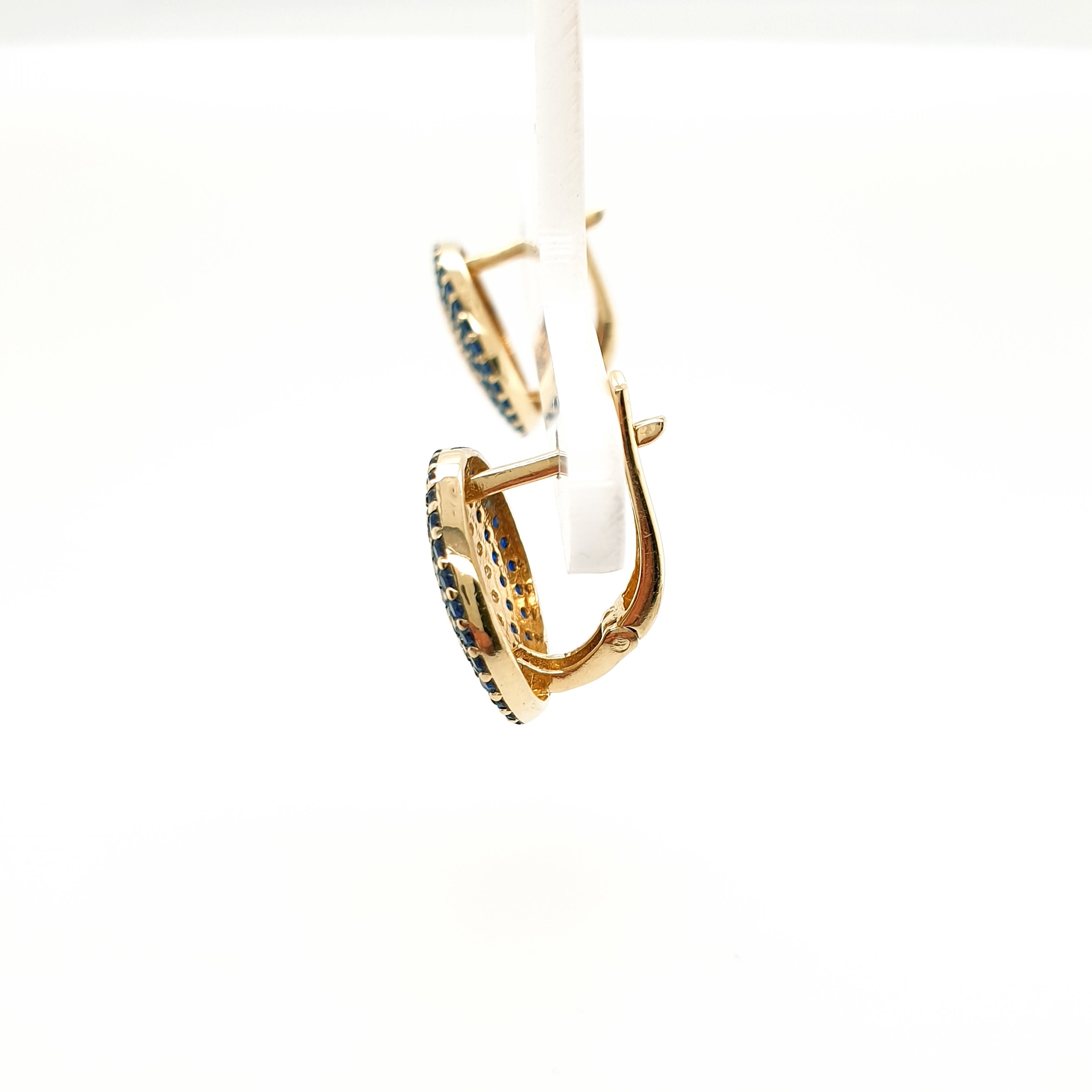 Gold Ohrringe Gelbgold 585/14kt blaue Farbsteine Zirkonia