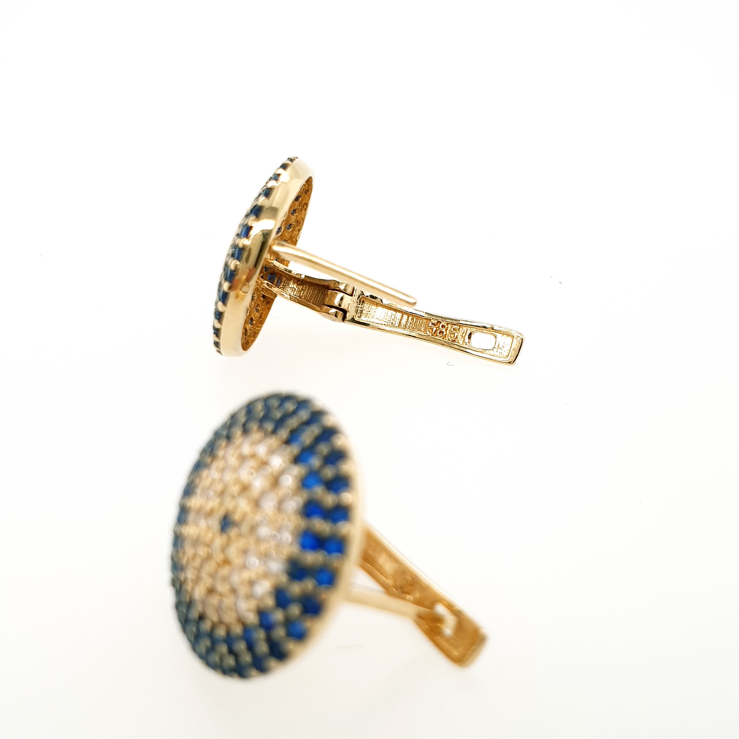 Gold Ohrringe Gelbgold 585/14kt blaue Farbsteine Zirkonia