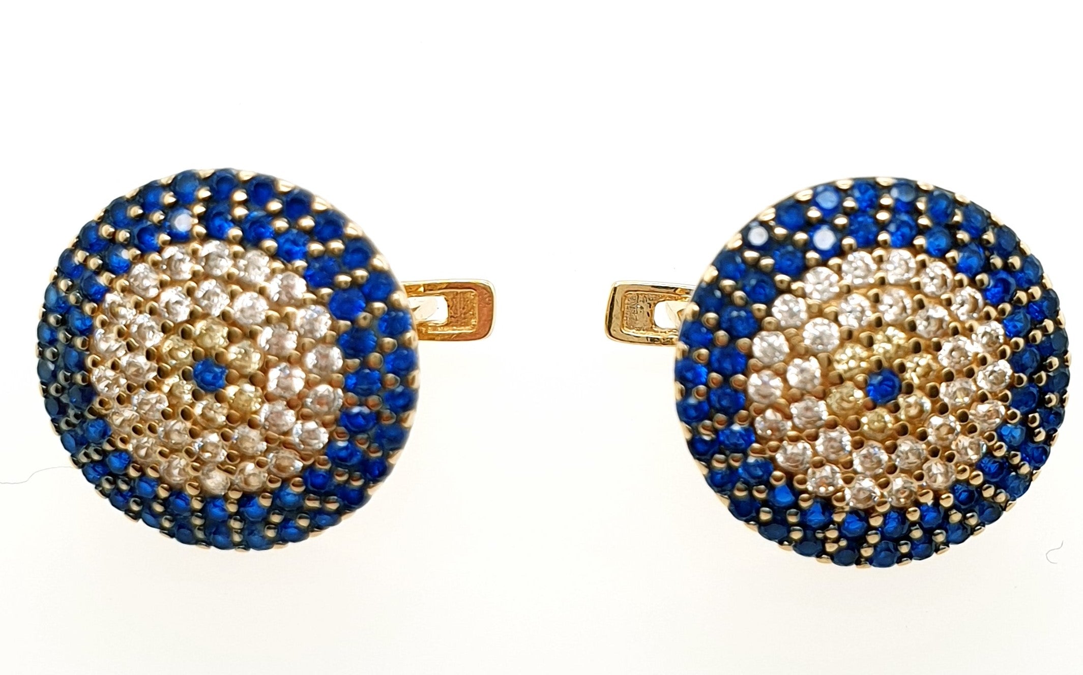 Gold Ohrringe Gelbgold 585/14kt blaue Farbsteine Zirkonia