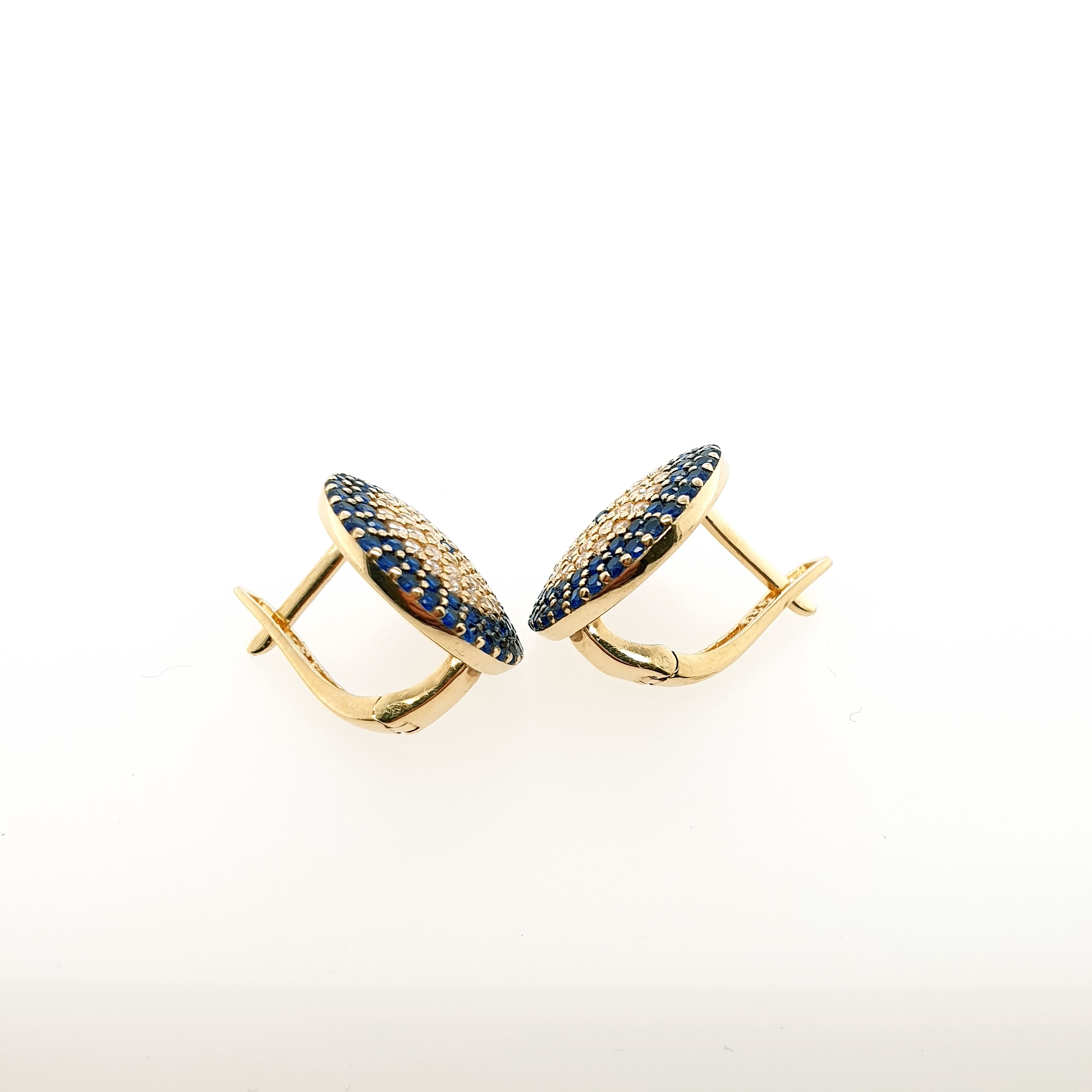 Gold Ohrringe Gelbgold 585/14kt blaue Farbsteine Zirkonia