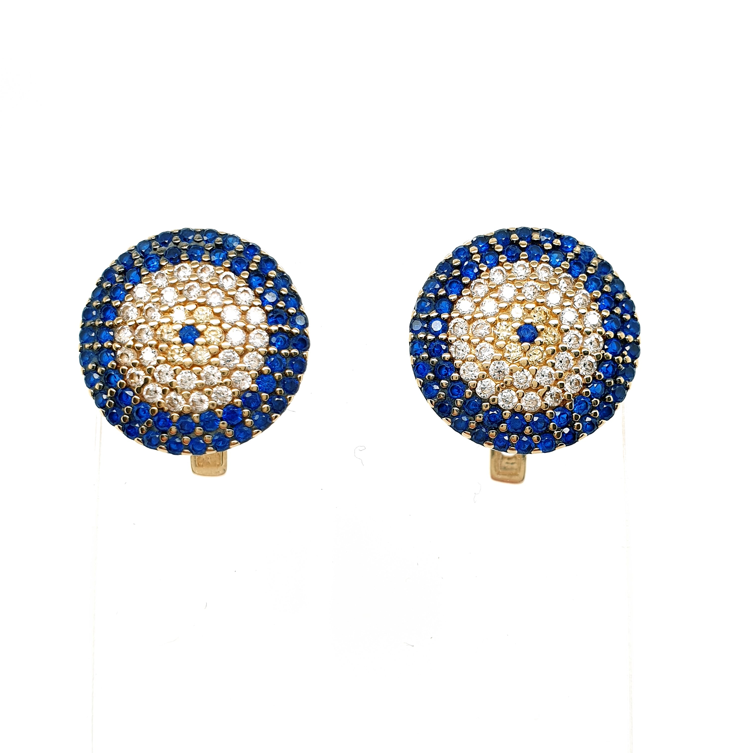 Gold Ohrringe Gelbgold 585/14kt blaue Farbsteine Zirkonia