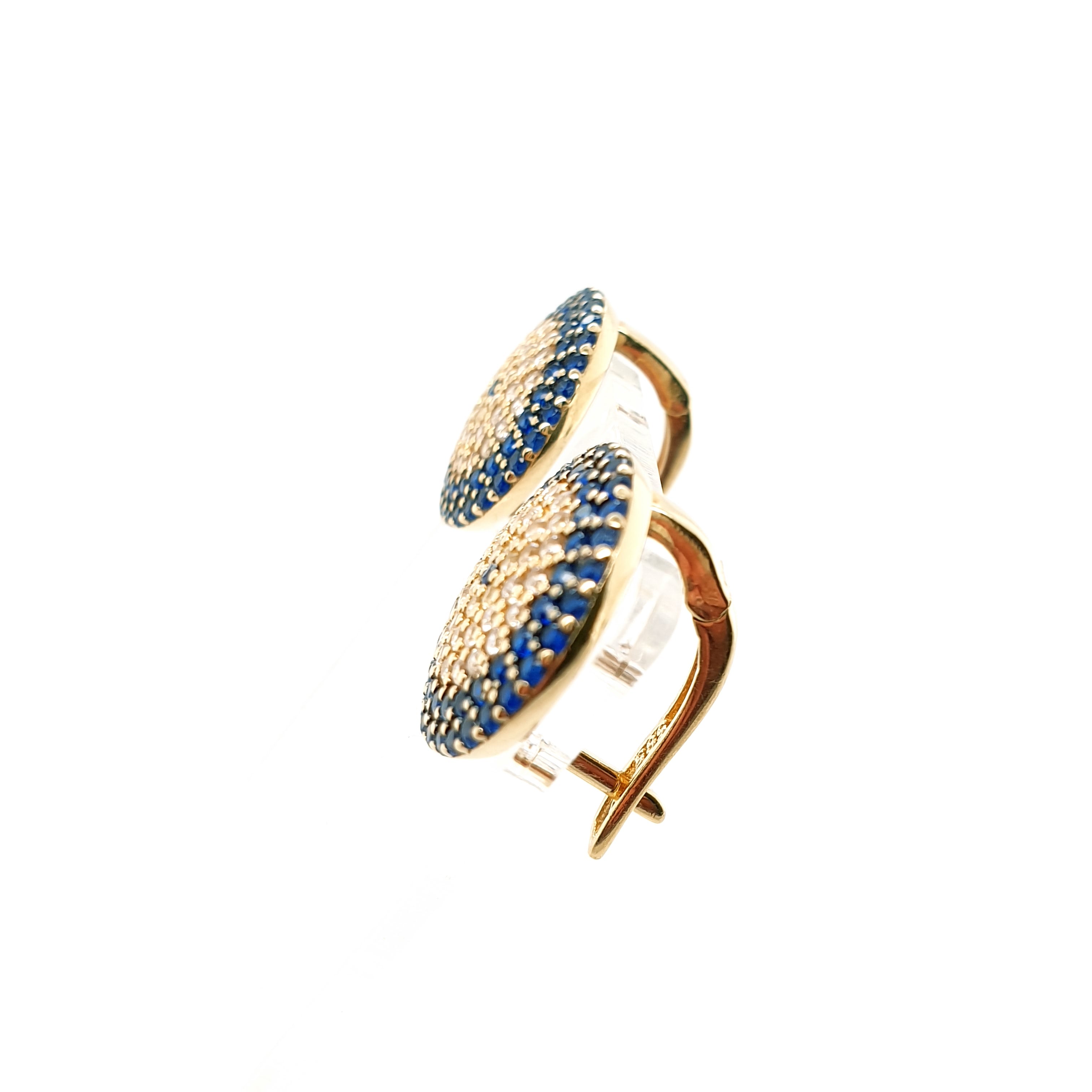 Gold Ohrringe Gelbgold 585/14kt blaue Farbsteine Zirkonia