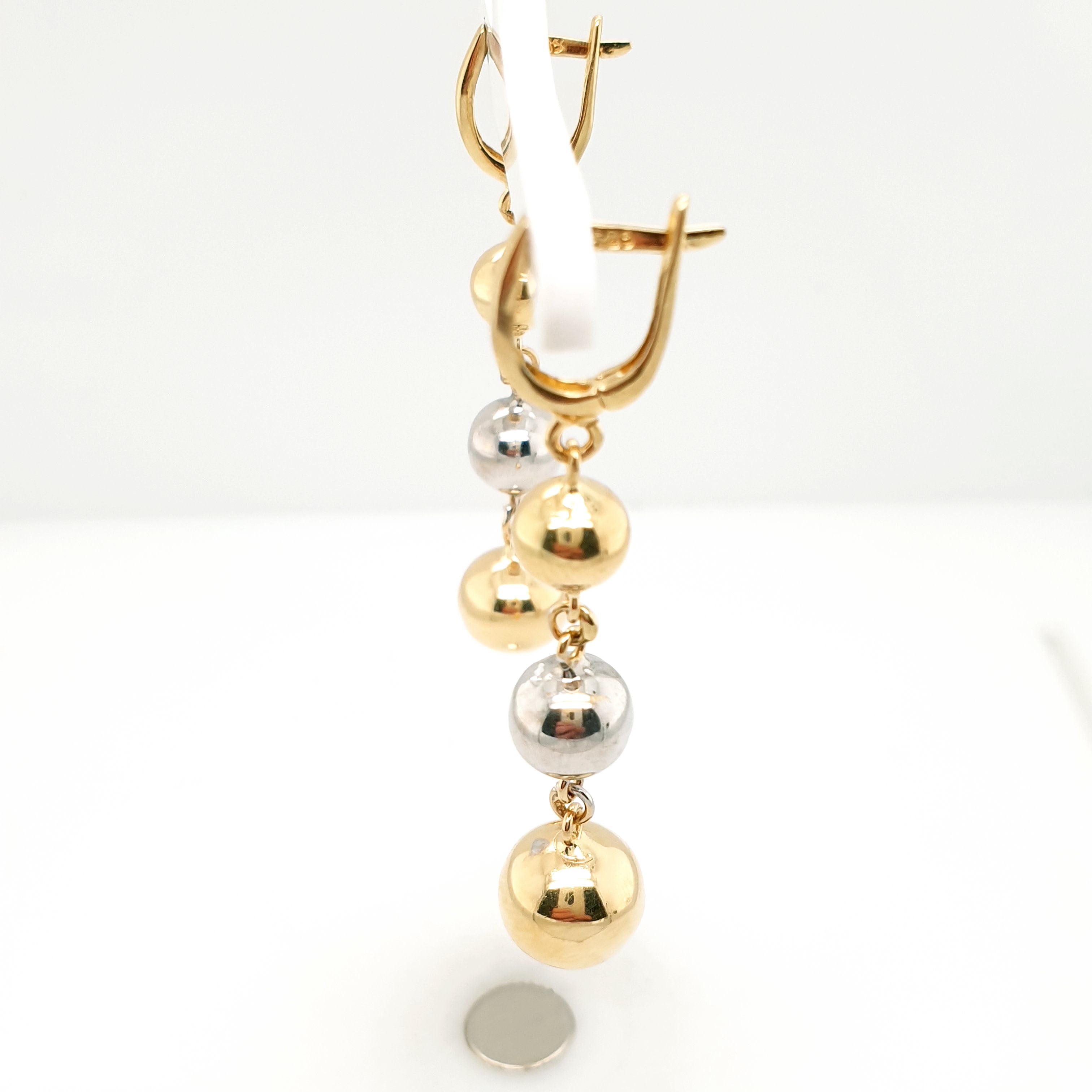 Gold Ohrringe Gelbgold Weißgold 585/14kt Kugeldesign Ohrstecker