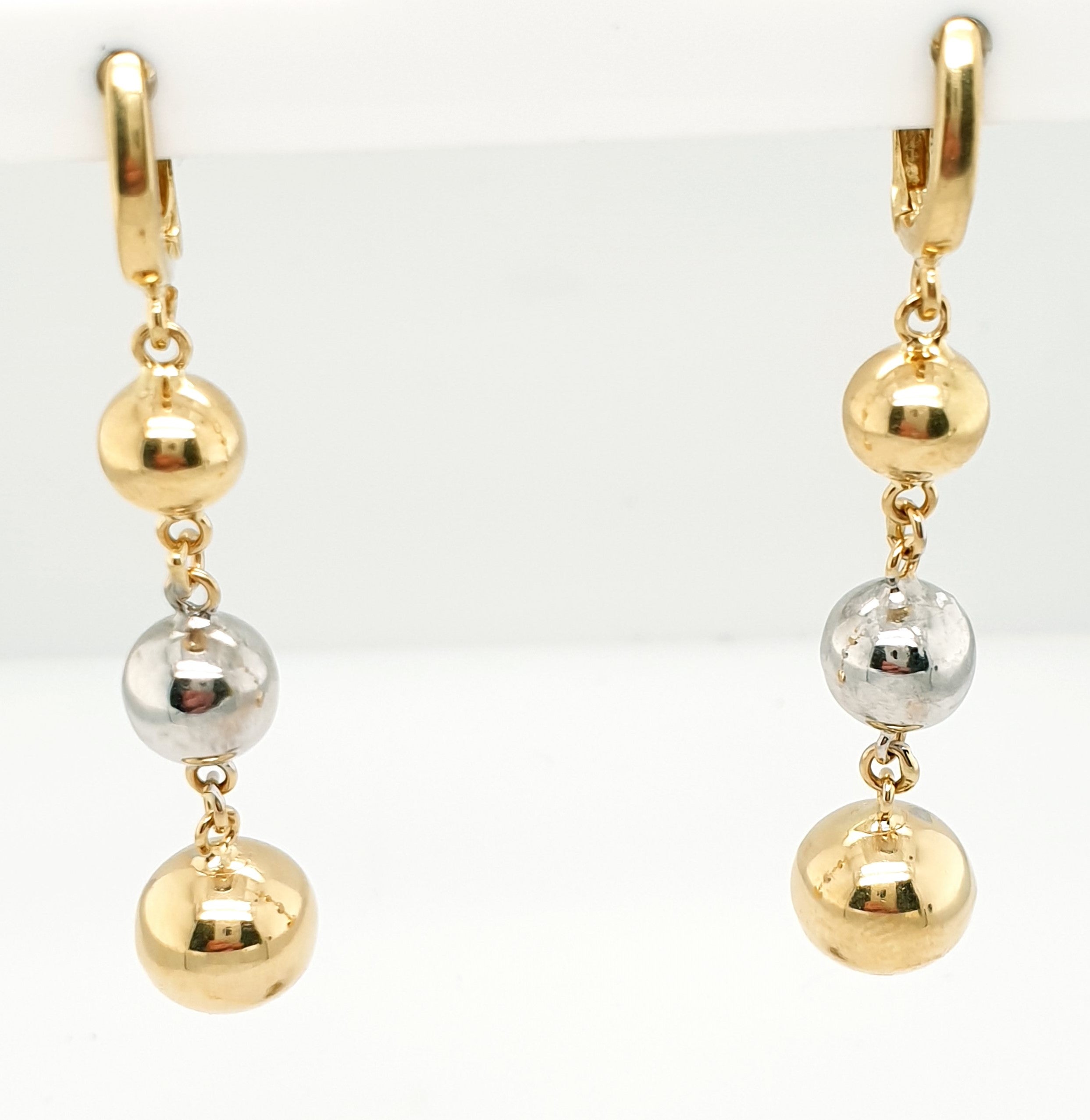 Gold Ohrringe Gelbgold Weißgold 585/14kt Kugeldesign Ohrstecker