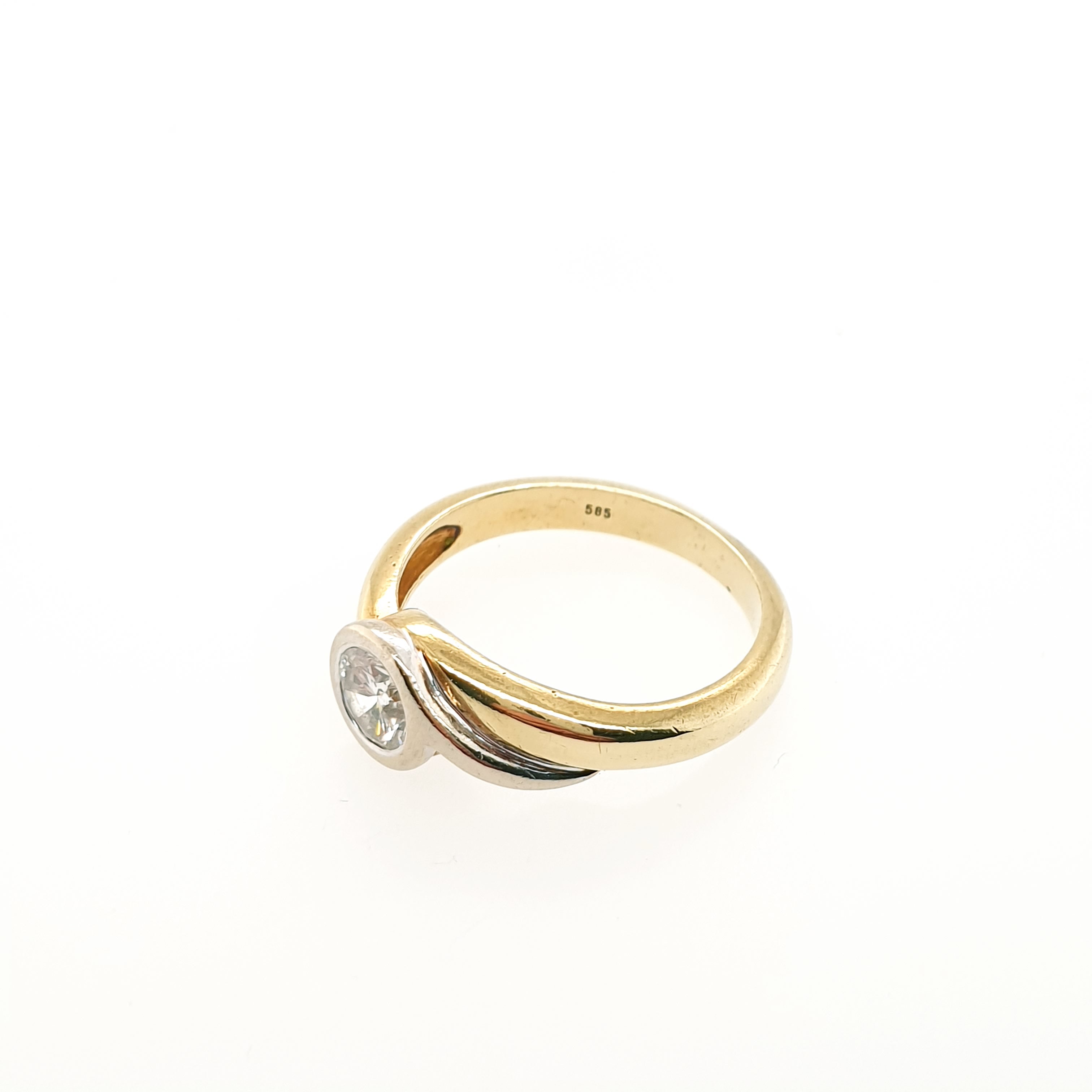Brillant Solitär Ring 585 Gelbgold Weißgold 14kt Gr.53