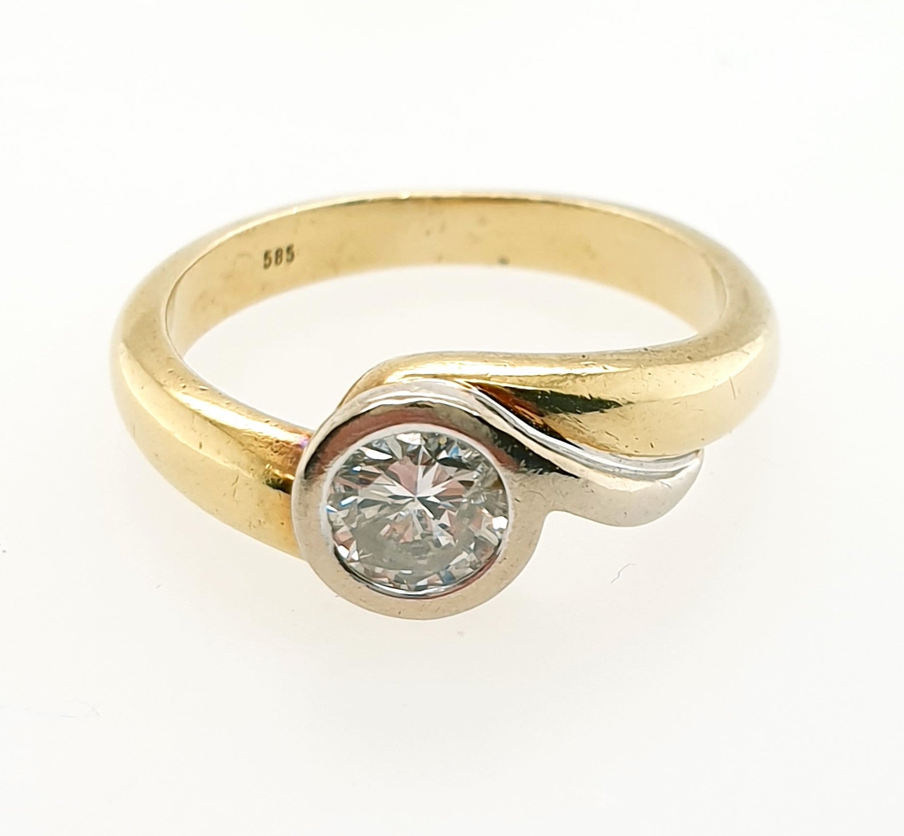Brillant Solitär Ring 585 Gelbgold Weißgold 14kt Gr.53