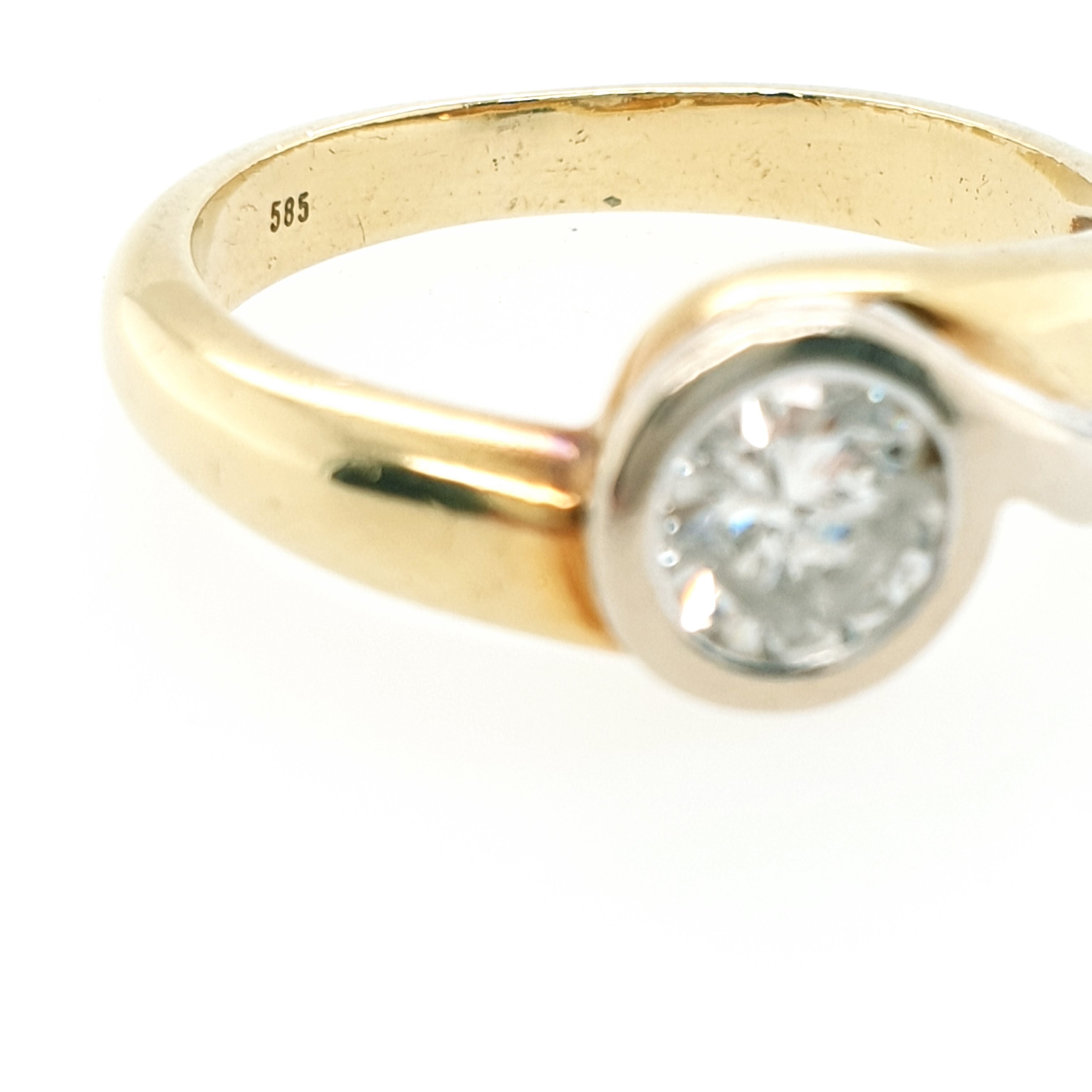 Brillant Solitär Ring 585 Gelbgold Weißgold 14kt Gr.53