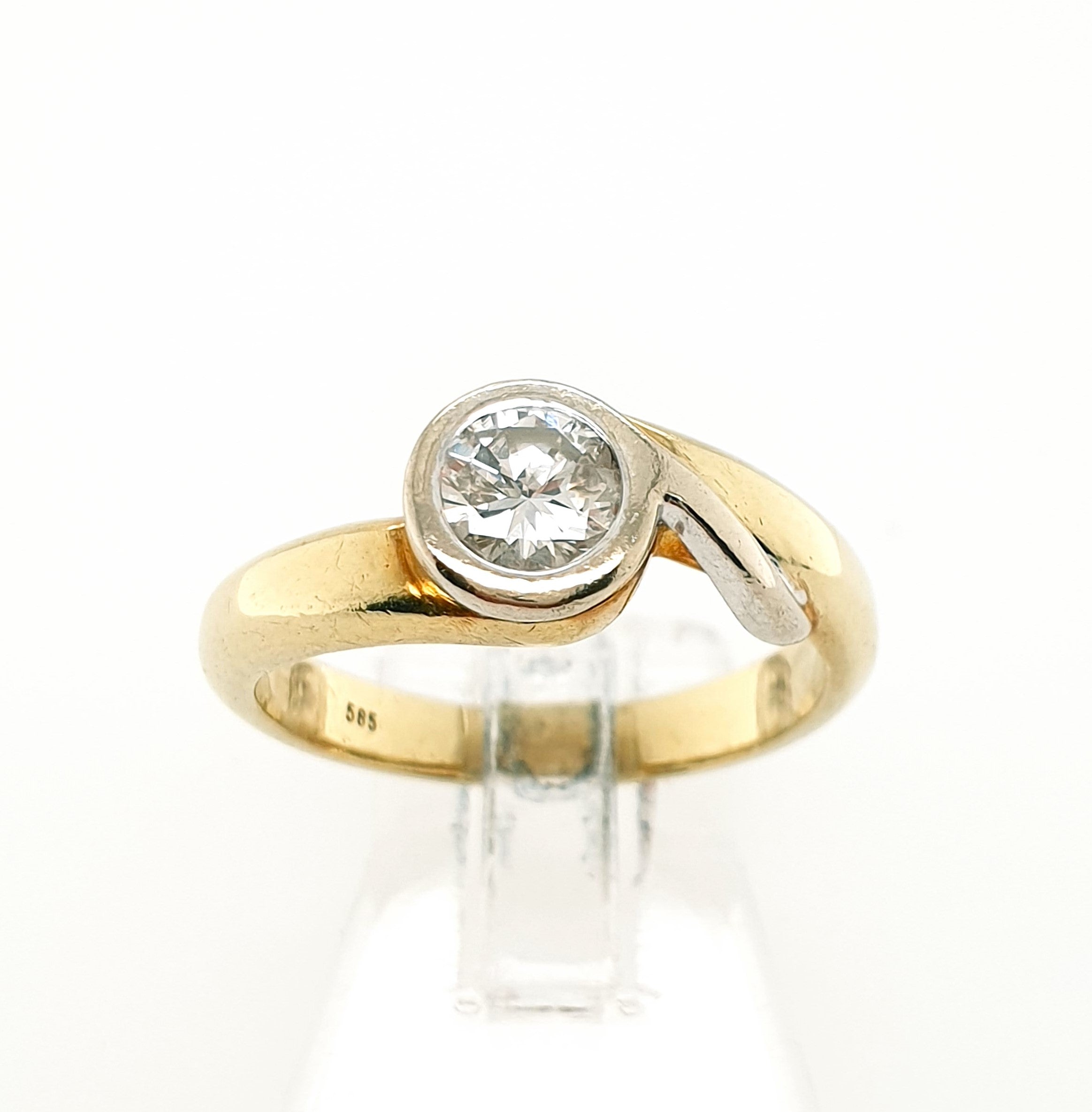 Brillant Solitär Ring 585 Gelbgold Weißgold 14kt Gr.53
